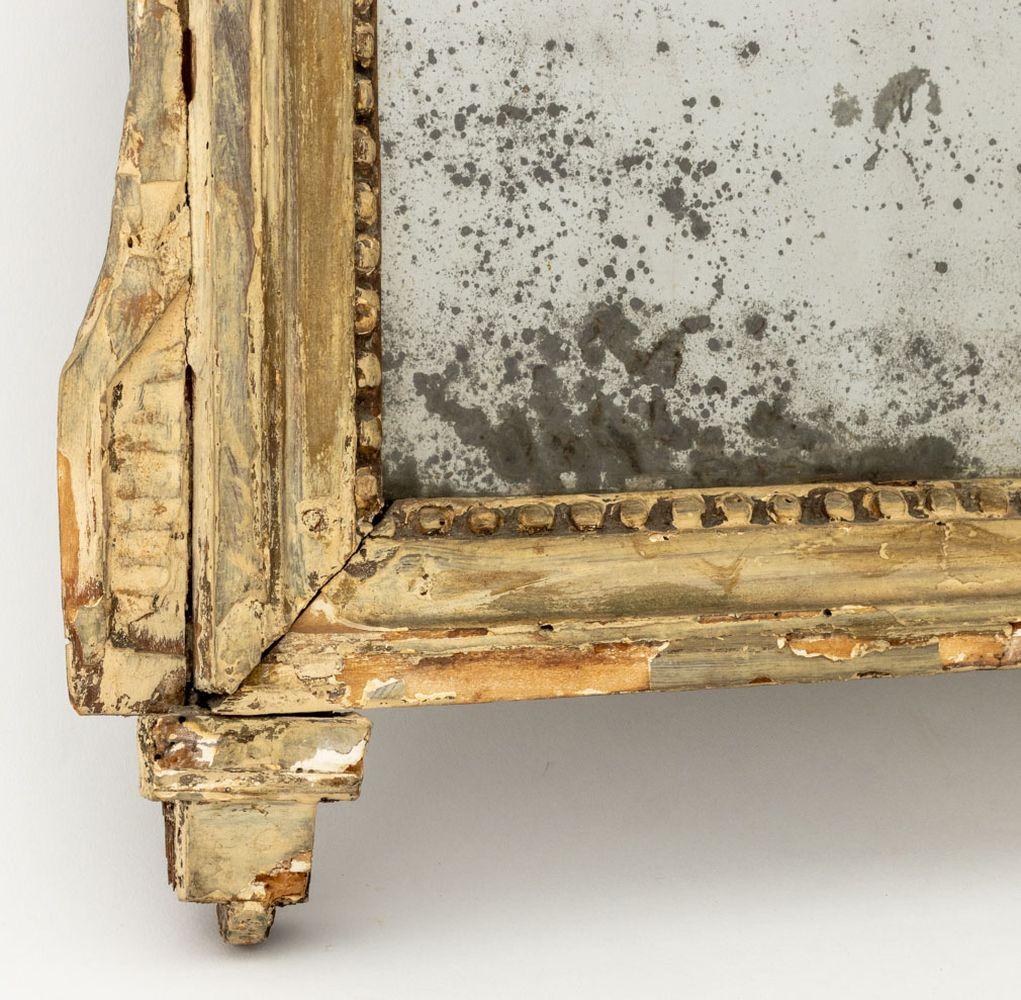 Italian Painted Carved Wood Mirror, 18th century, with drapery, tassel and ribbon motif. Mirror 11.25