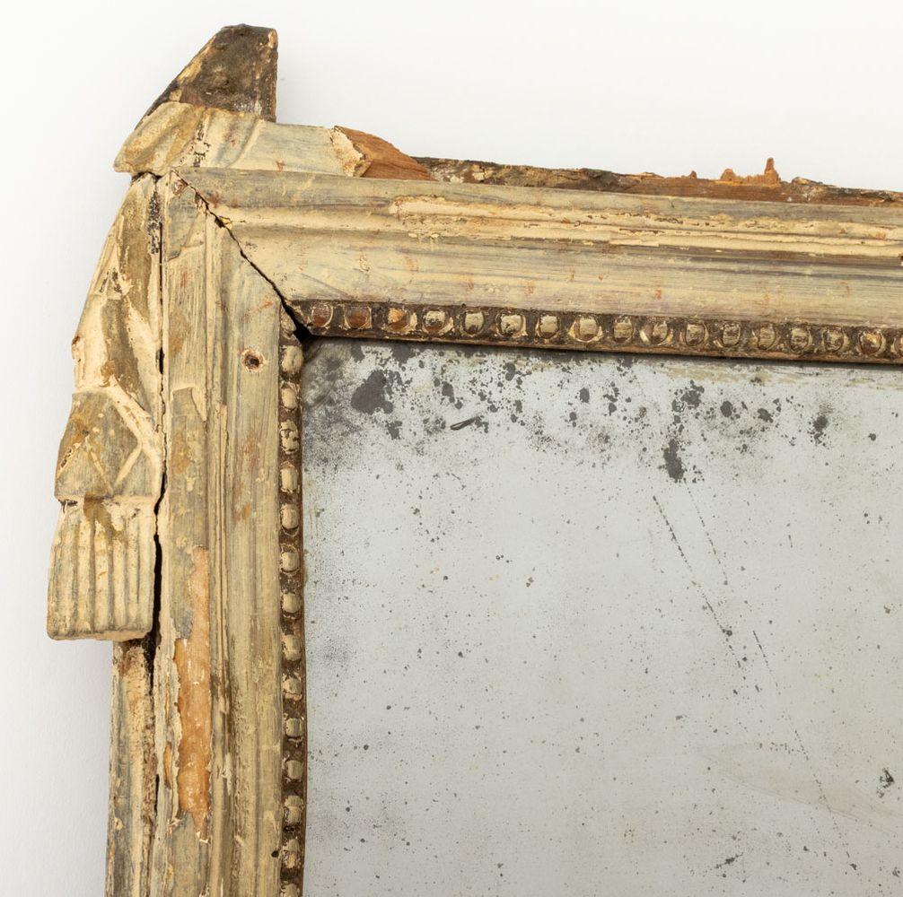 Italian Painted Carved Wood Mirror, 18th C. In Fair Condition For Sale In Astoria, NY