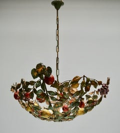 Italian Painted Chandelier with Colored Fruit
