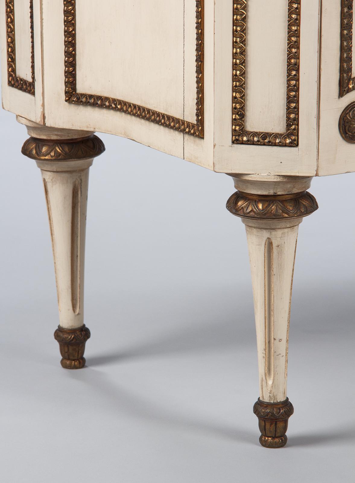 Italian Painted Chest of Drawers with Marble Top in Louis XVI Style, 1940s 2