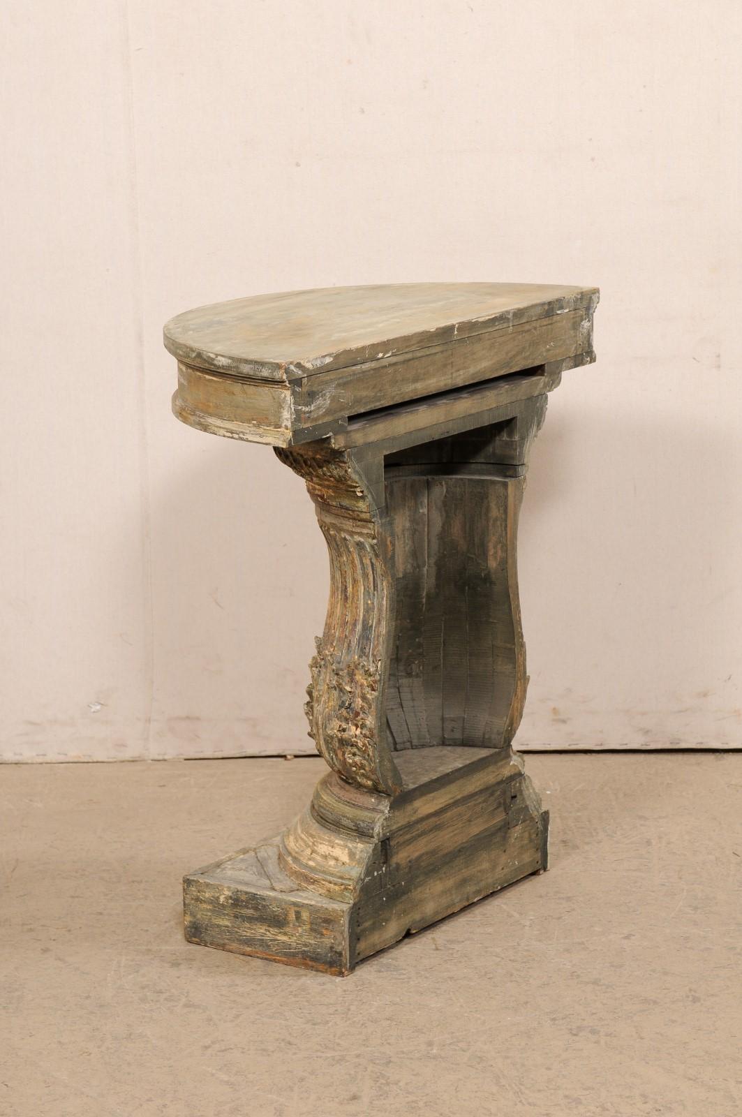 Italian Painted Column-Style Wall Console W/Fluted and Acanthus Leaf Details For Sale 5