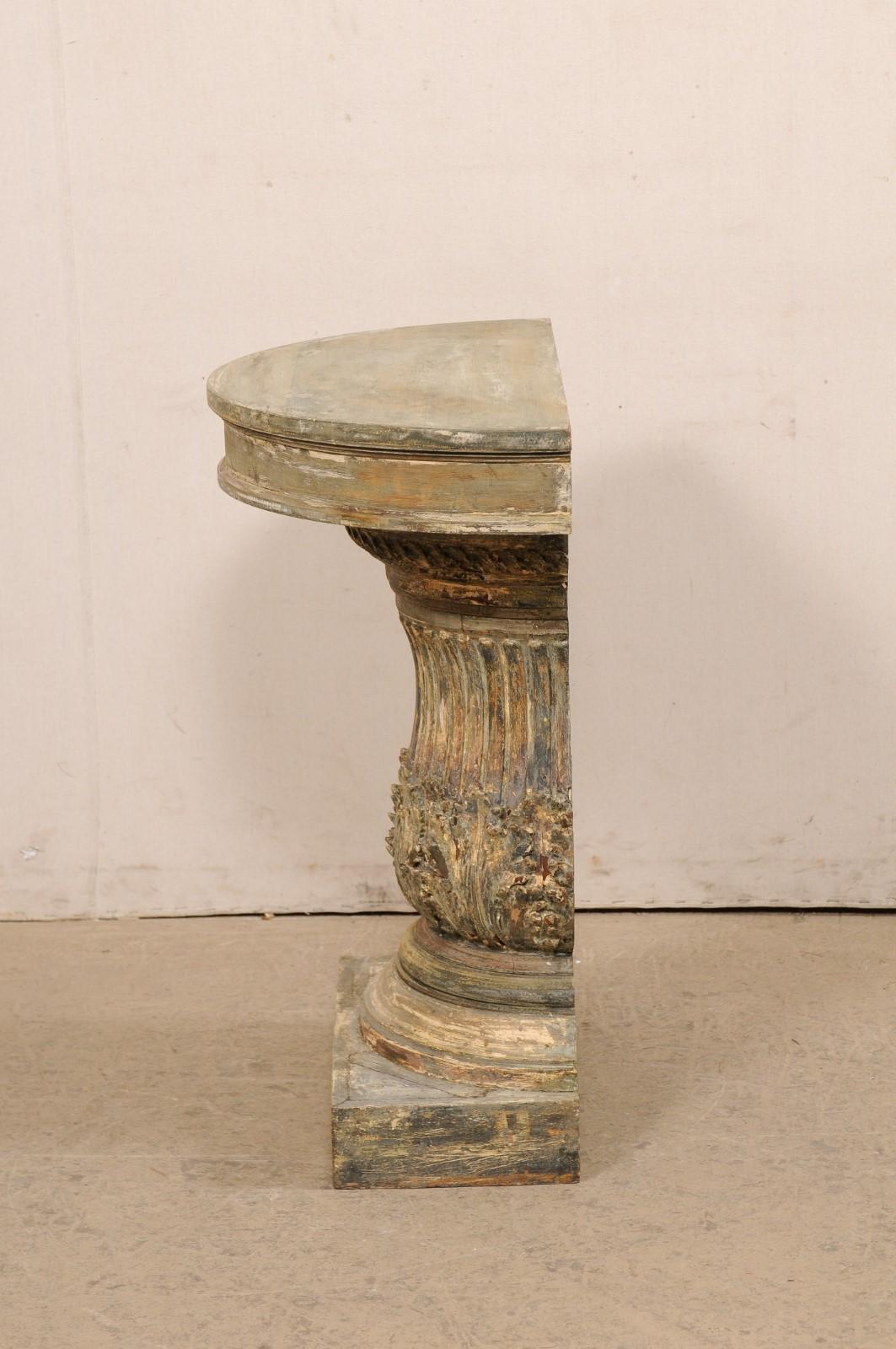 Italian Painted Column-Style Wall Console W/Fluted and Acanthus Leaf Details For Sale 6