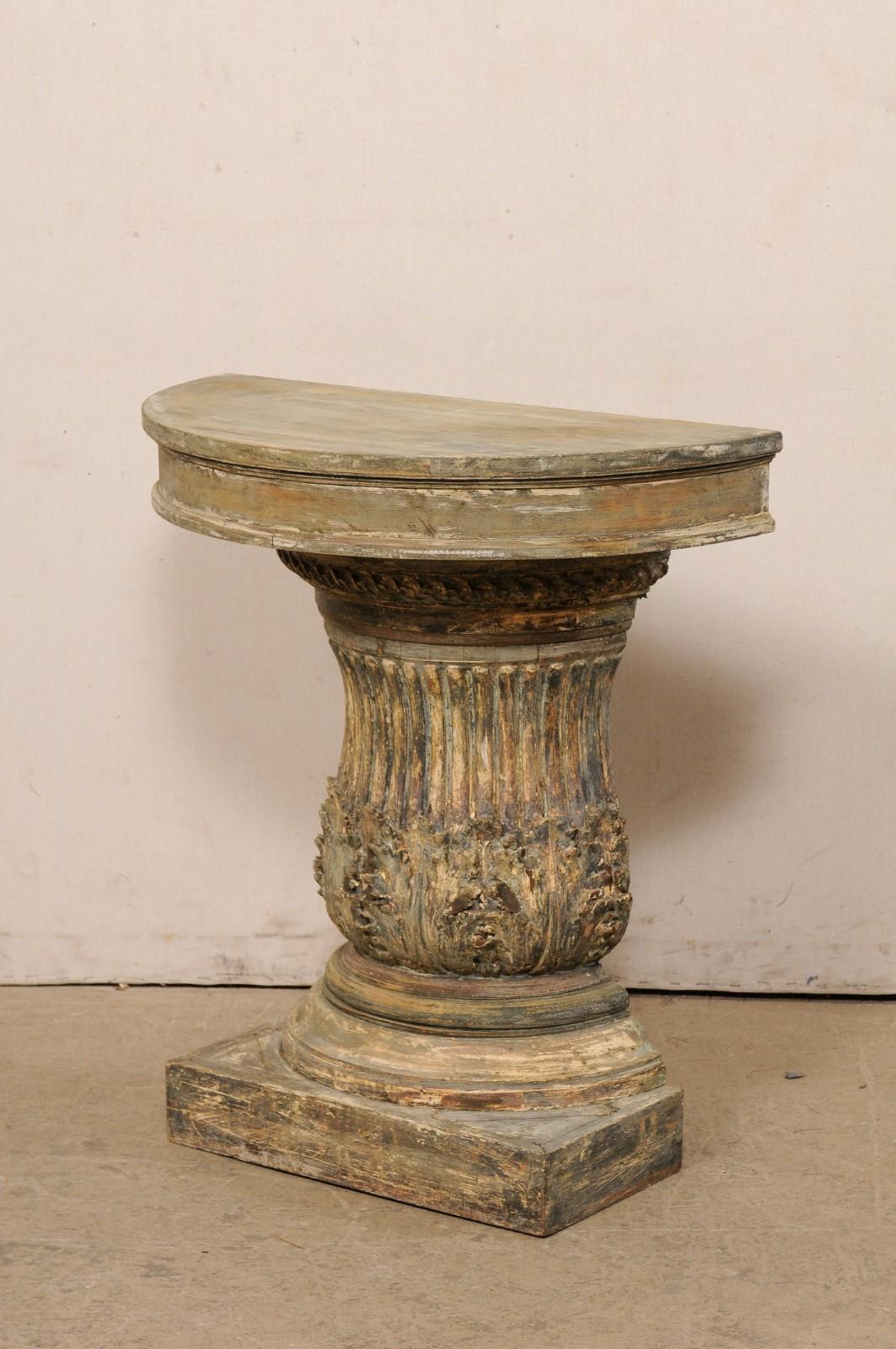 Italian Painted Column-Style Wall Console W/Fluted and Acanthus Leaf Details For Sale 7