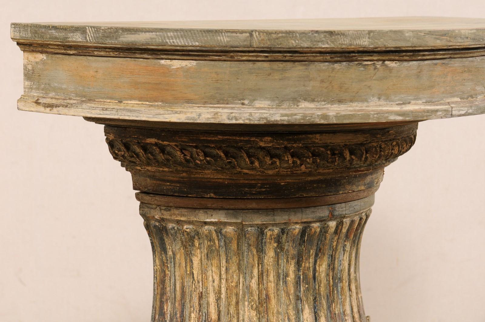 Italian Painted Column-Style Wall Console W/Fluted and Acanthus Leaf Details For Sale 1