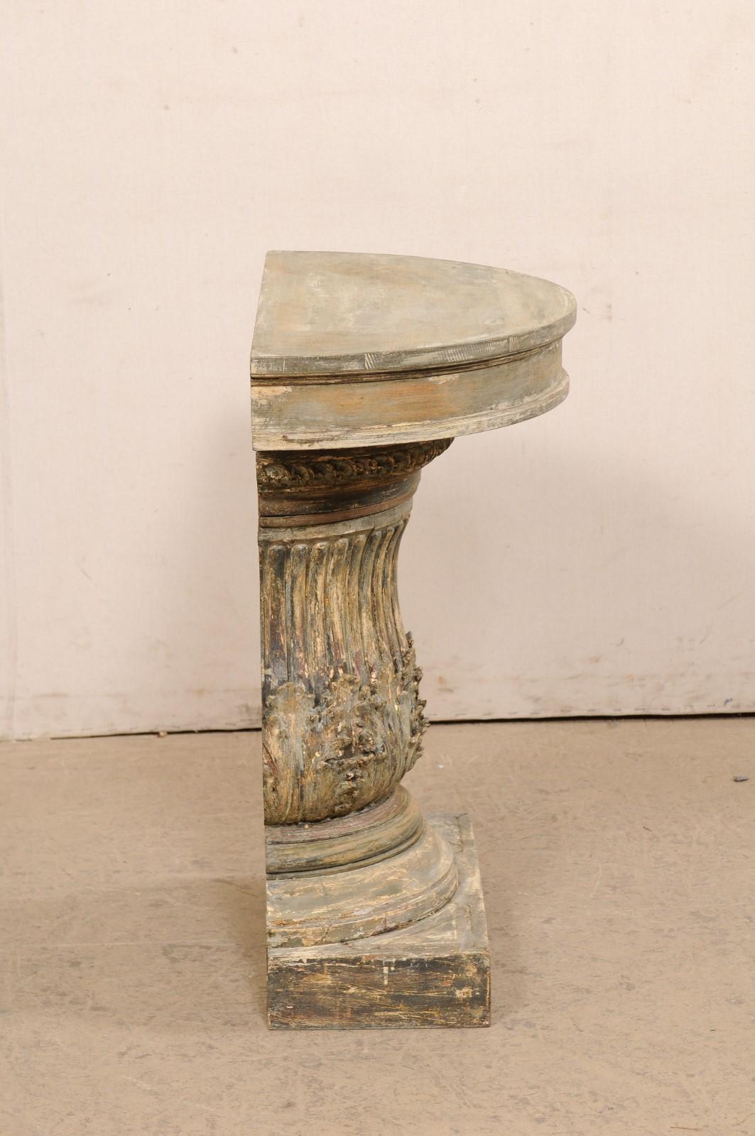 Italian Painted Column-Style Wall Console W/Fluted and Acanthus Leaf Details For Sale 2
