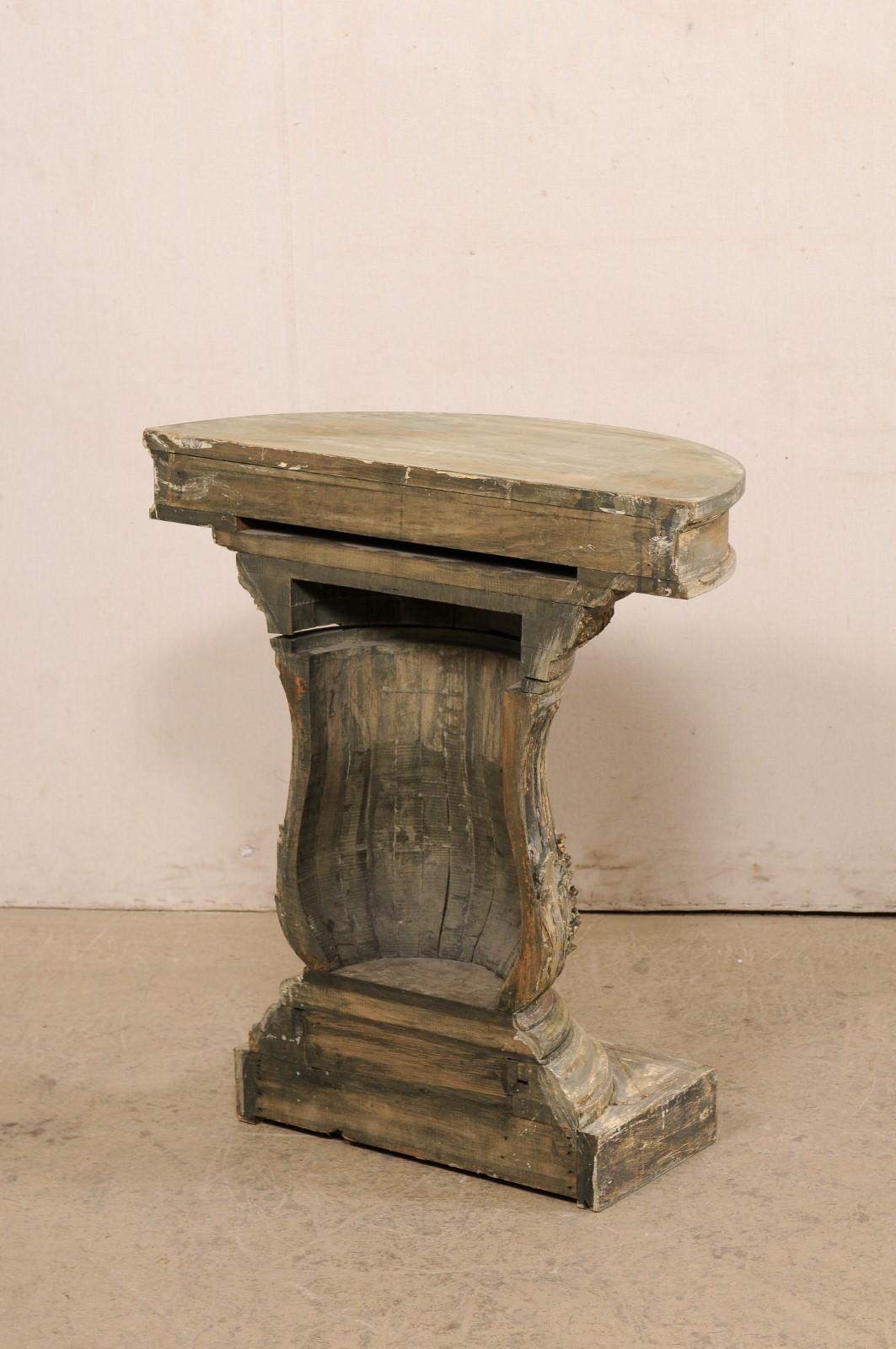 Italian Painted Column-Style Wall Console W/Fluted and Acanthus Leaf Details For Sale 3