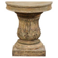 Vintage Italian Painted Column-Style Wall Console W/Fluted and Acanthus Leaf Details