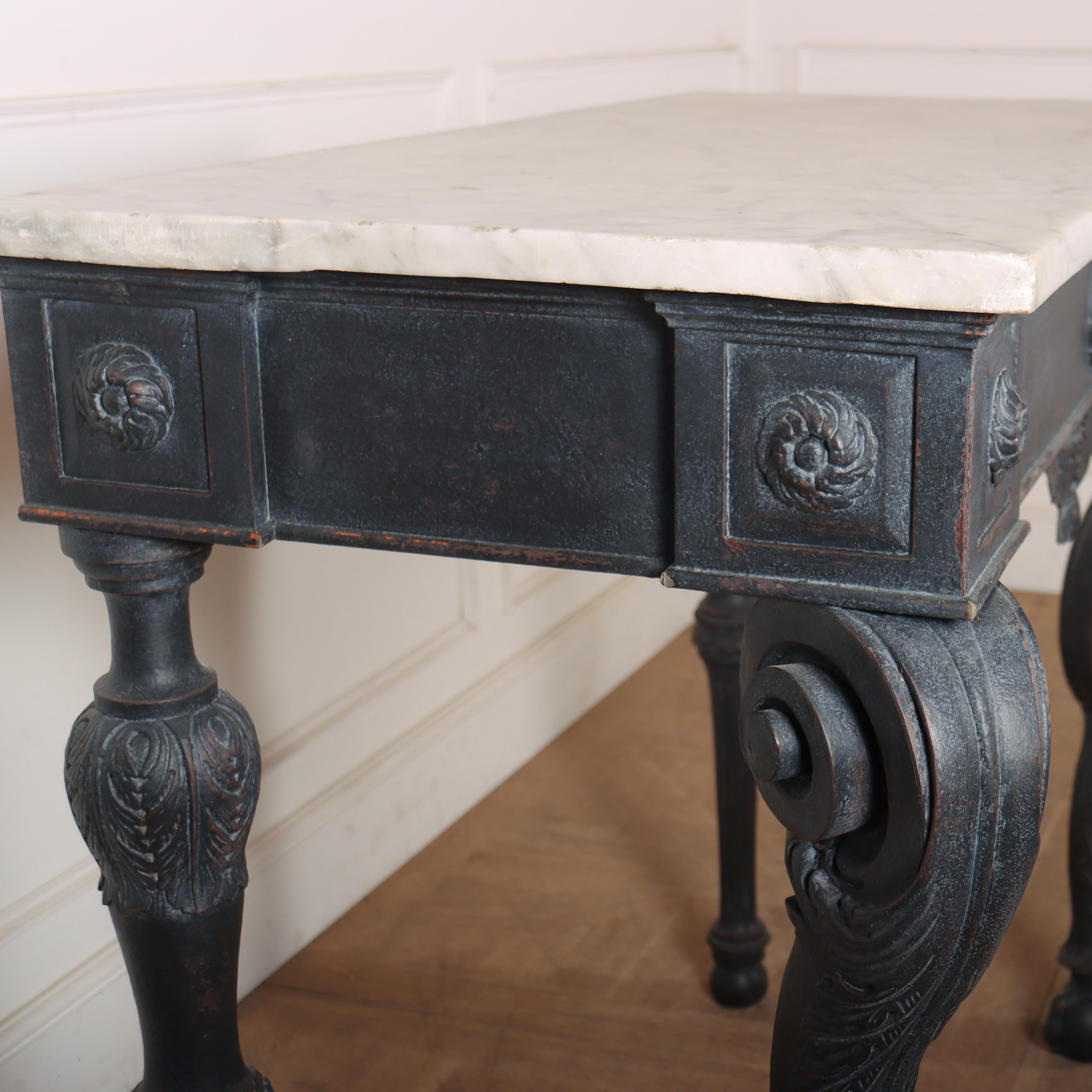 Marble Italian Painted Console Table For Sale
