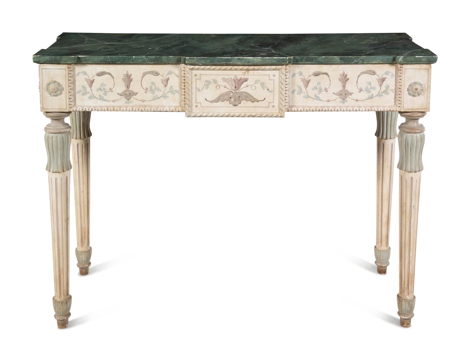Italian Painted Console Table with a Faux Marble Top in the Louis XVI style, Late 19th