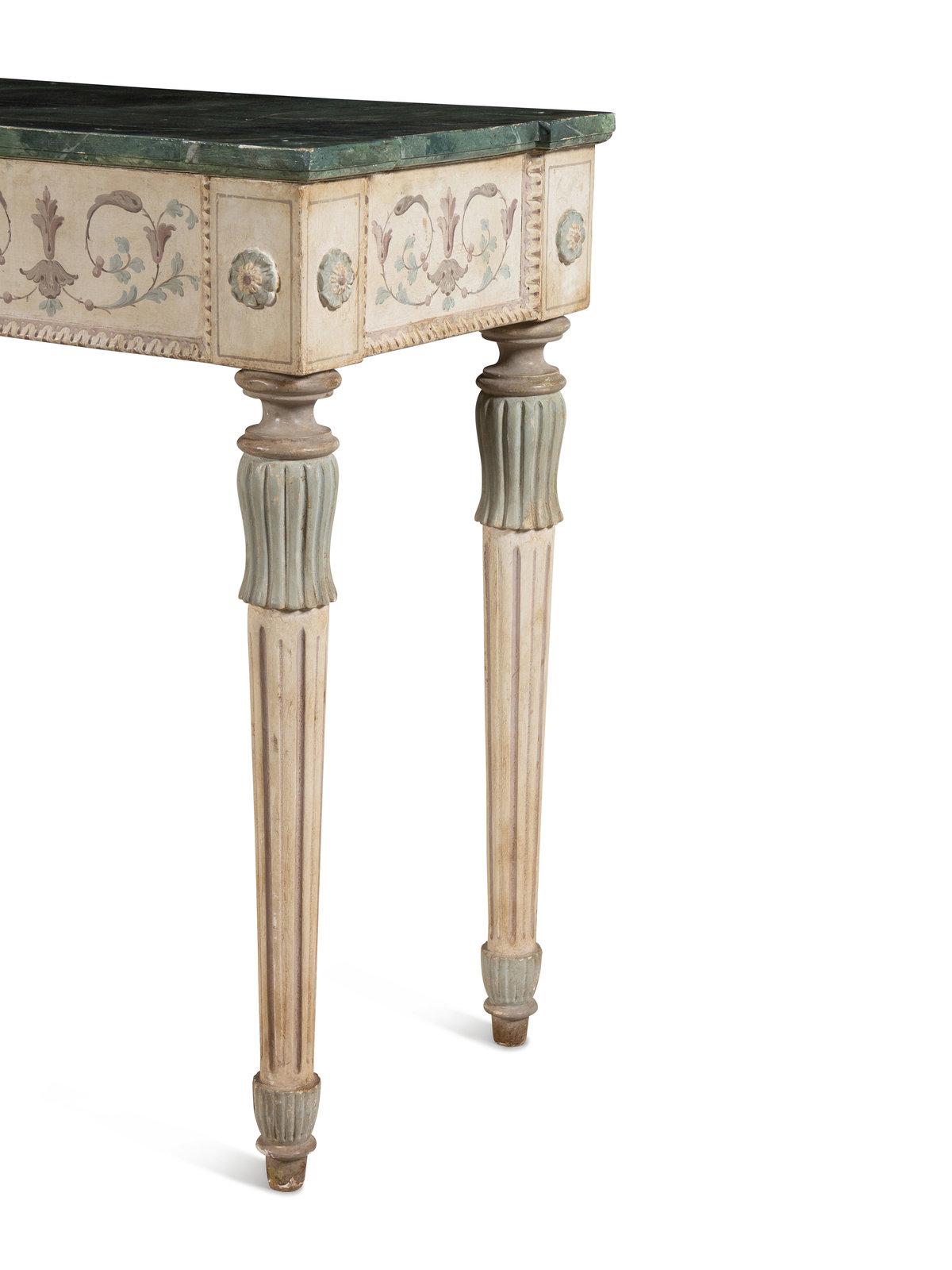 Italian Painted Console Table with a Wood Faux Marbleize Top, Late 19th Century In Good Condition For Sale In Savannah, GA
