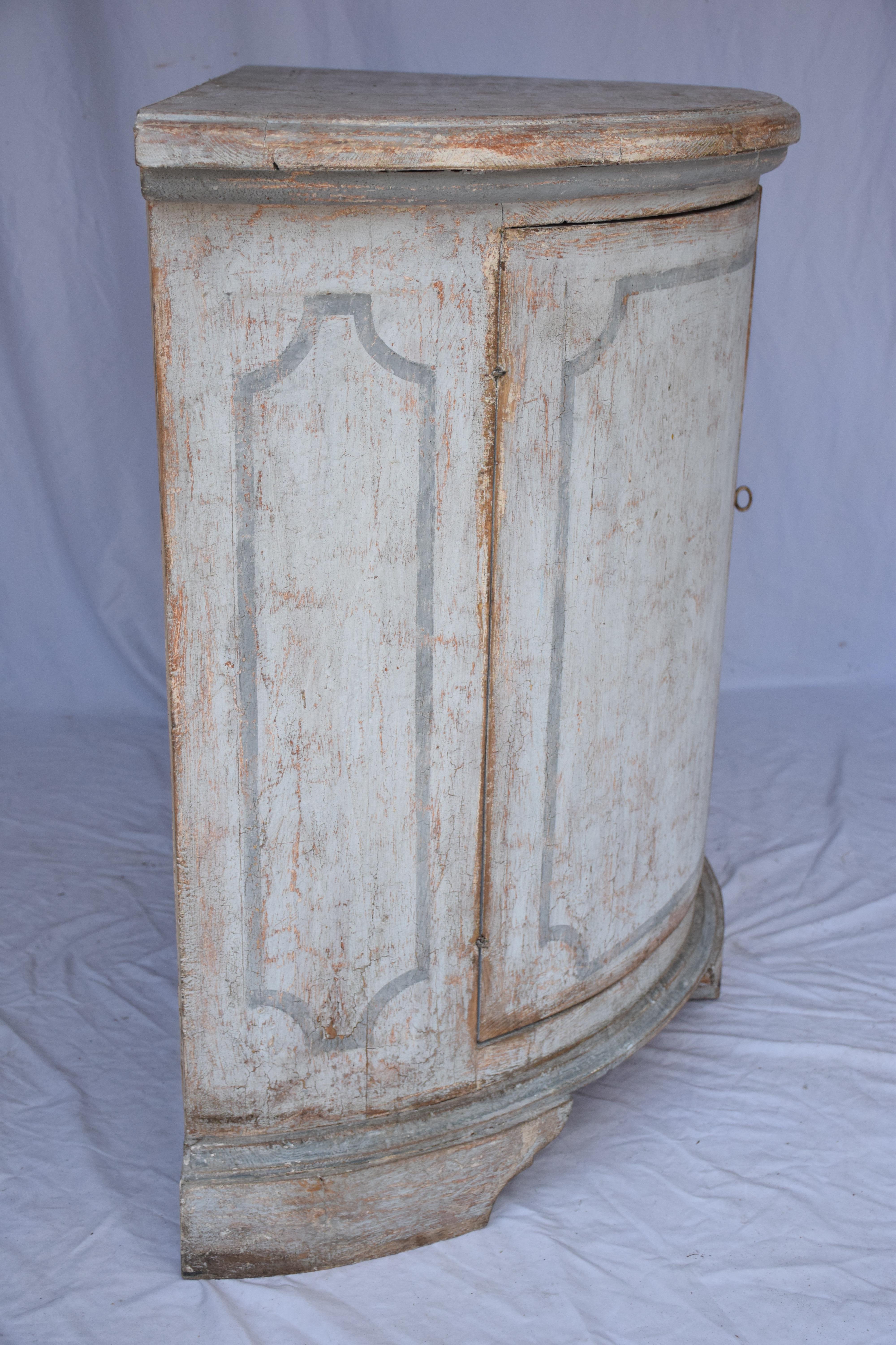 Italian Painted Demi Lune Cabinet For Sale 6
