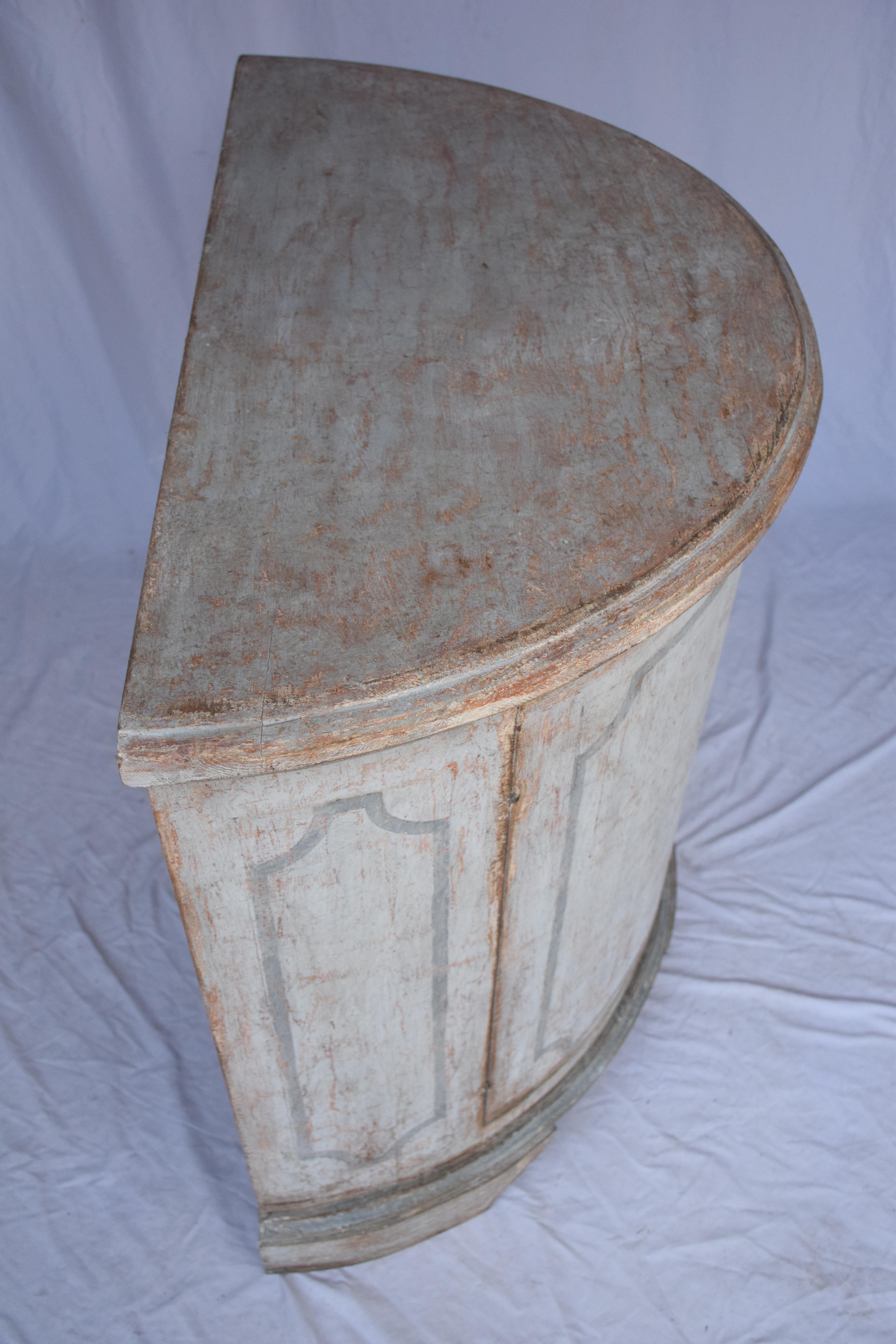 Italian Painted Demi Lune Cabinet For Sale 7