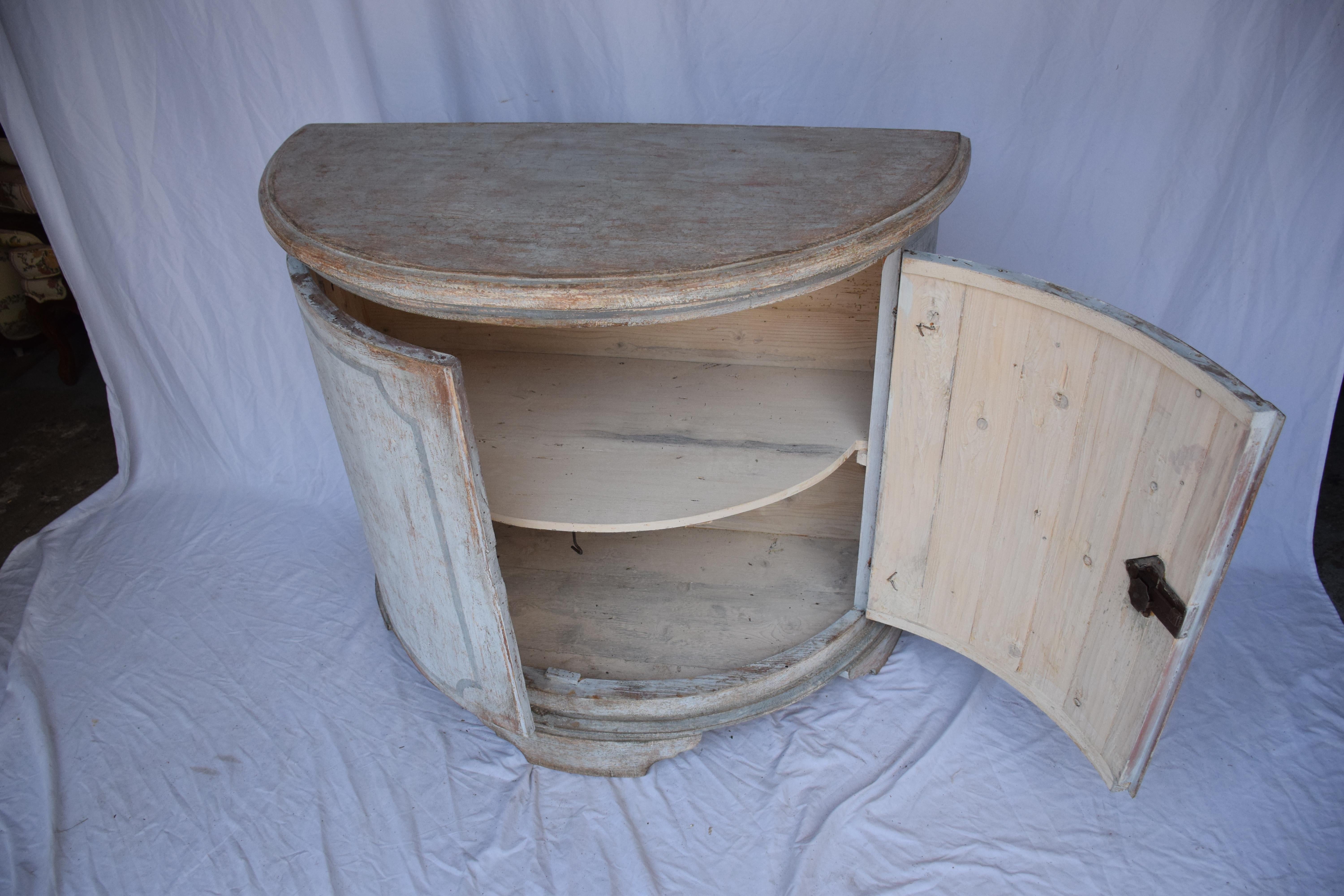 Italian Painted Demi Lune Cabinet For Sale 9