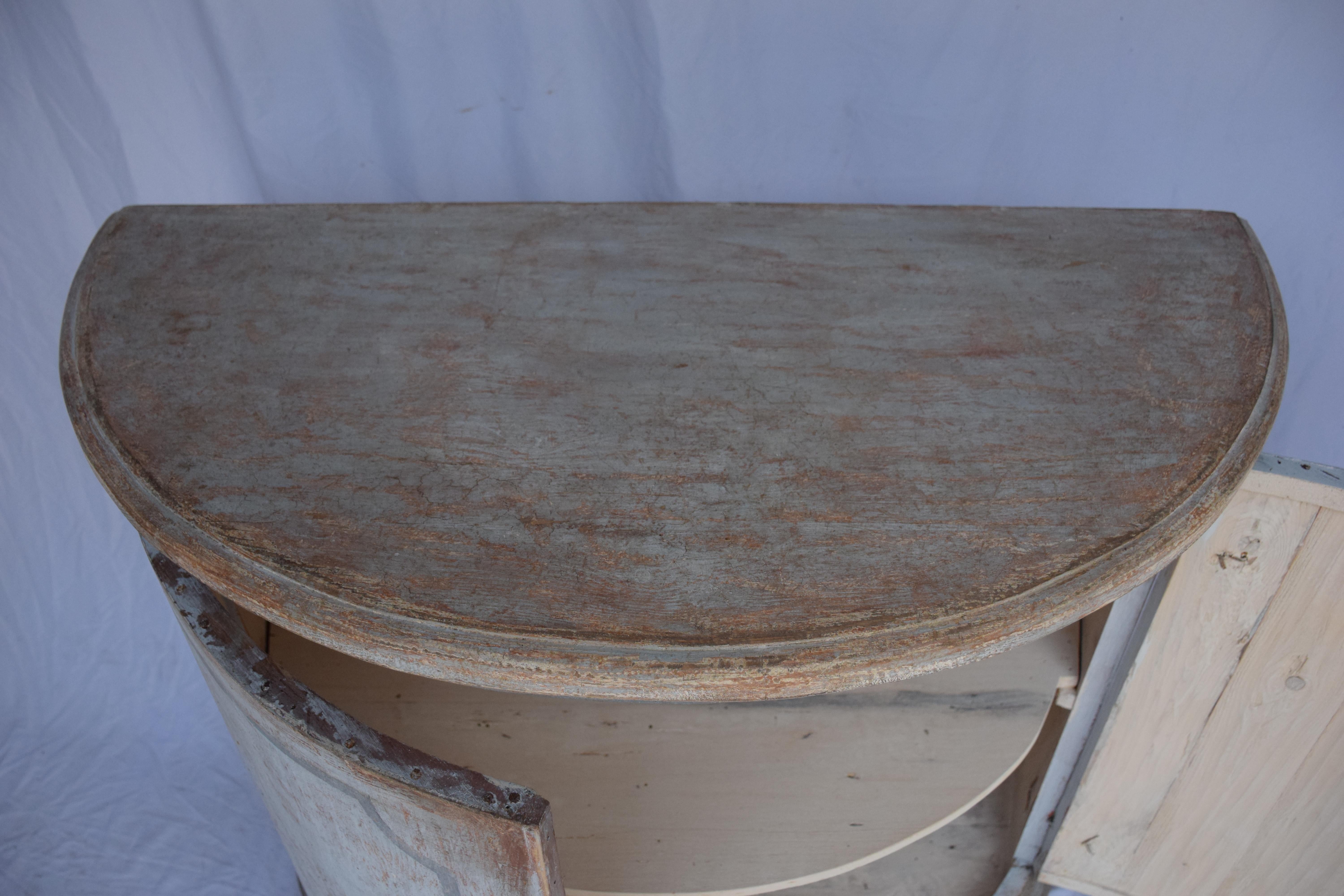 Italian Painted Demi Lune Cabinet For Sale 10