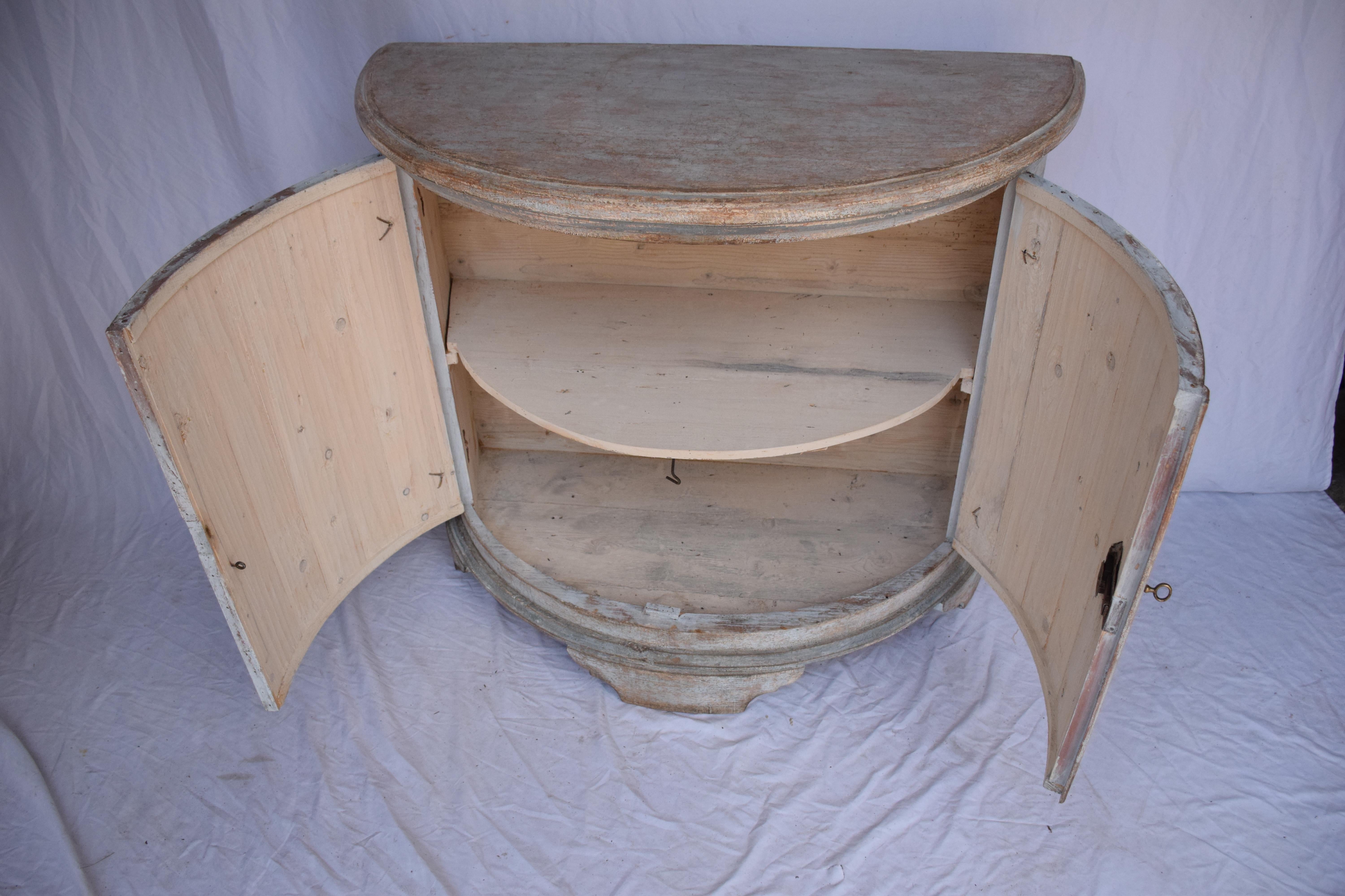 Italian Painted Demi Lune Cabinet In Fair Condition For Sale In Houston, TX