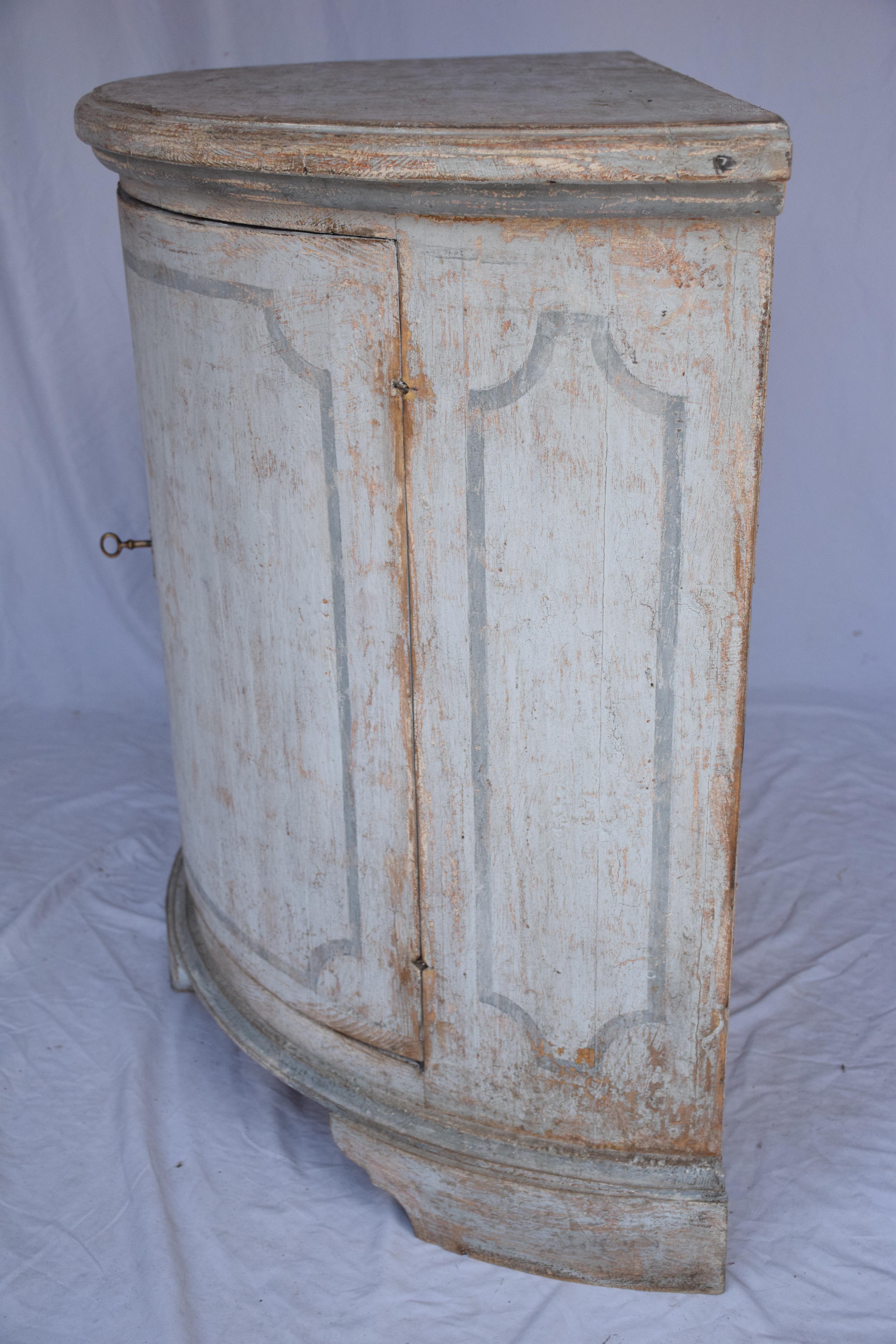 Italian Painted Demi Lune Cabinet For Sale 2