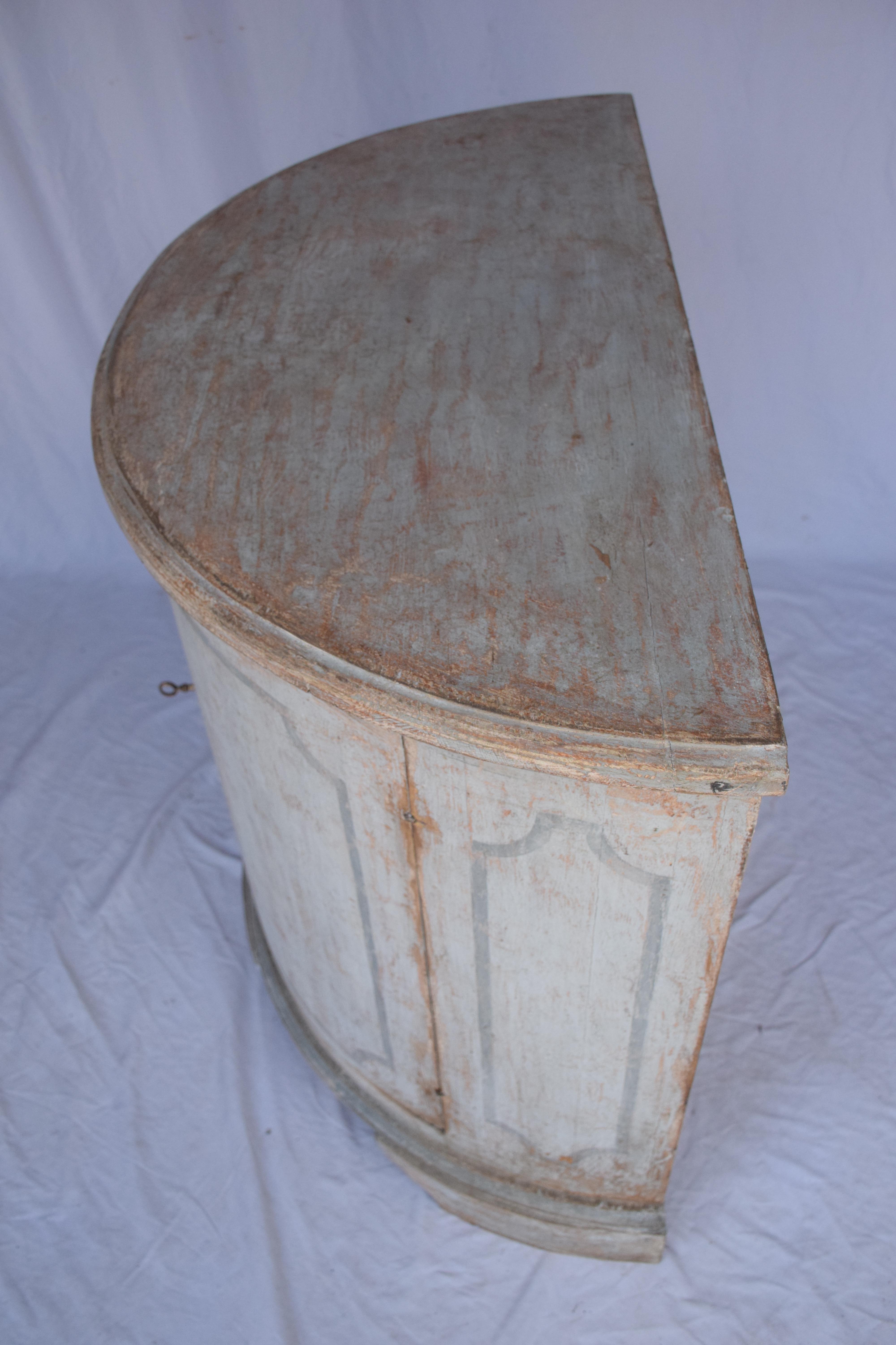 Italian Painted Demi Lune Cabinet For Sale 3