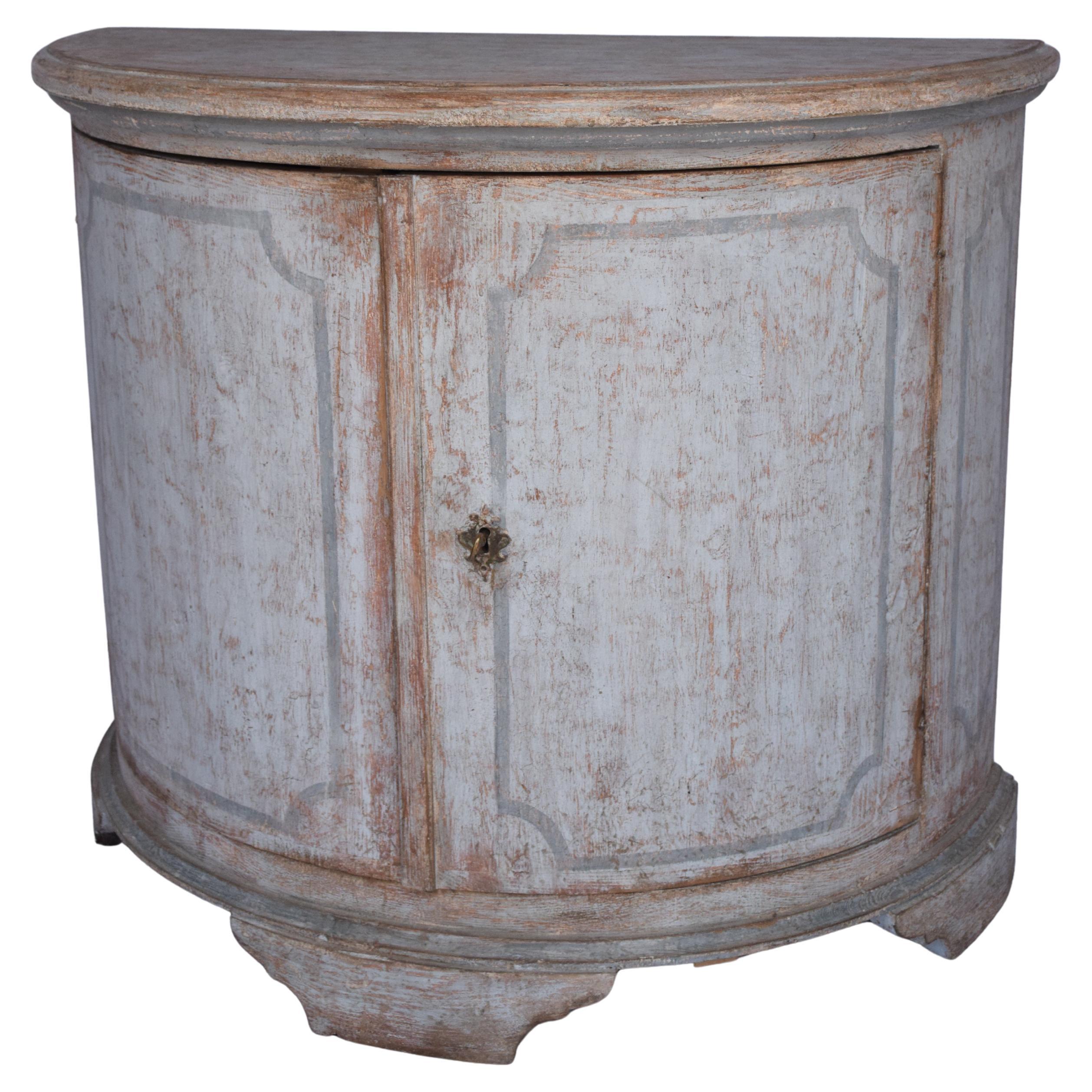 Italian Painted Demi Lune Cabinet