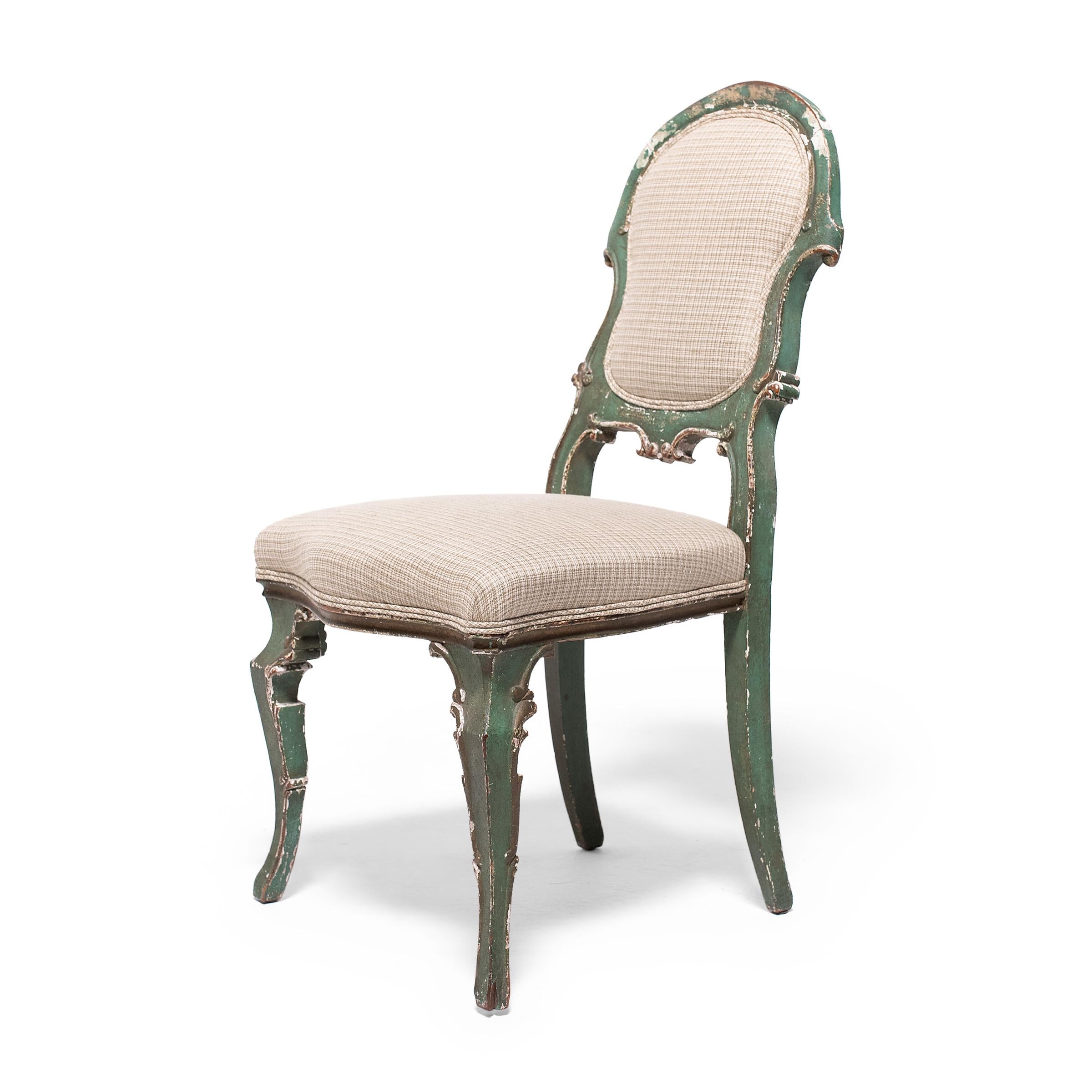 Louis XV Italian Painted Dining Chair, C. 1800 For Sale