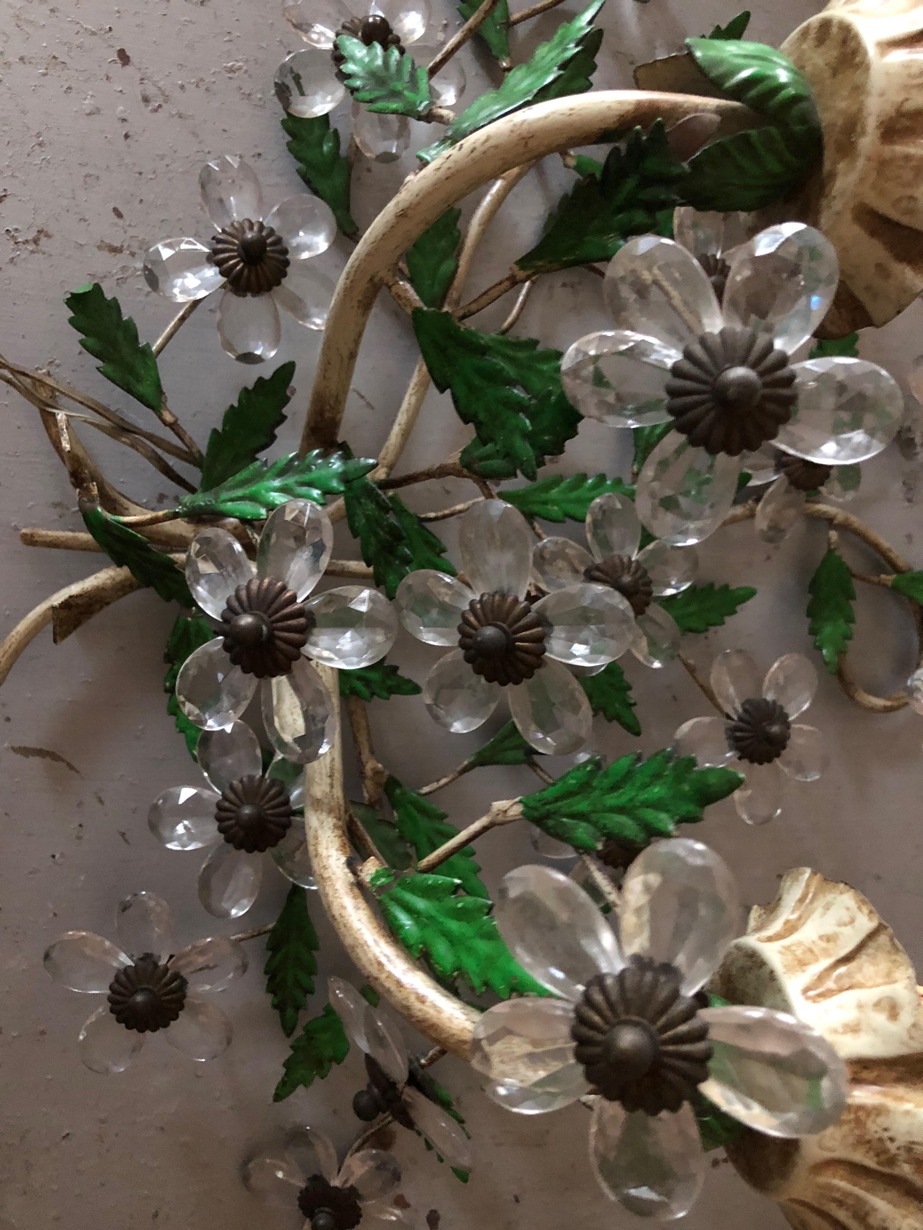 Mid-Century Modern Italian painted flower wall lights For Sale