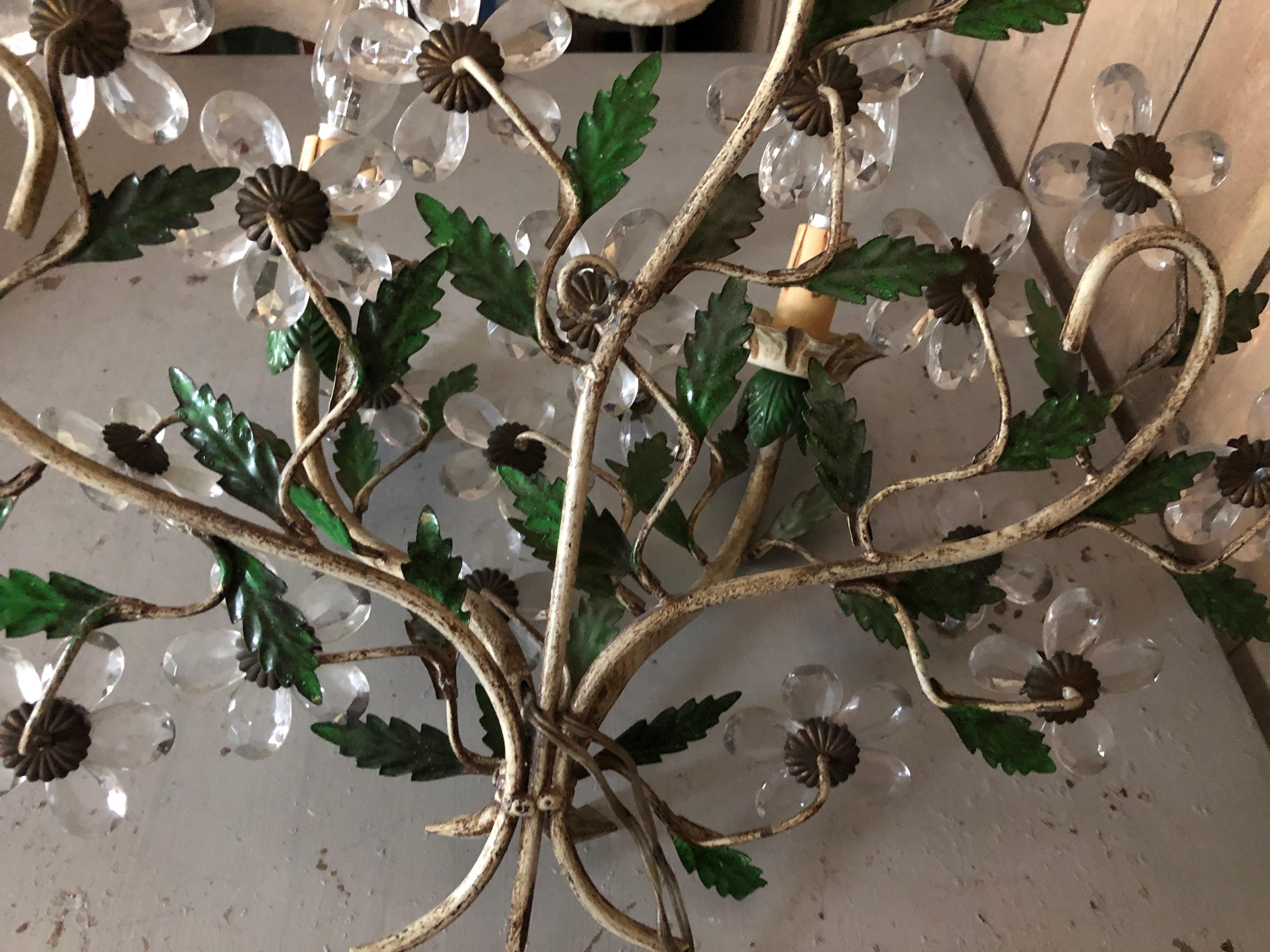 20th Century Italian painted flower wall lights For Sale