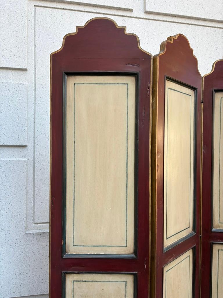 Biombo Italiano De Cuatro Paneles De Madera Pintada Con Decoración Floral en venta 7