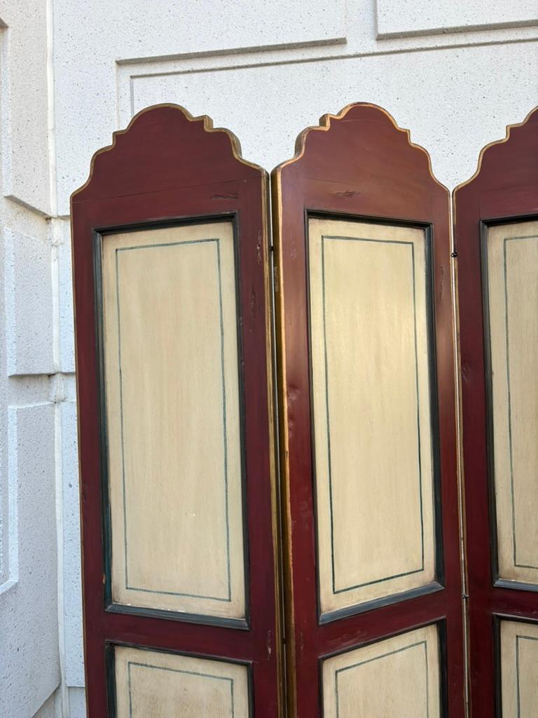 Biombo Italiano De Cuatro Paneles De Madera Pintada Con Decoración Floral en venta 8