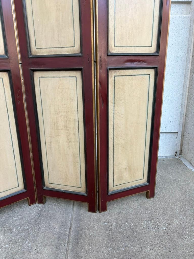 Biombo Italiano De Cuatro Paneles De Madera Pintada Con Decoración Floral en venta 9