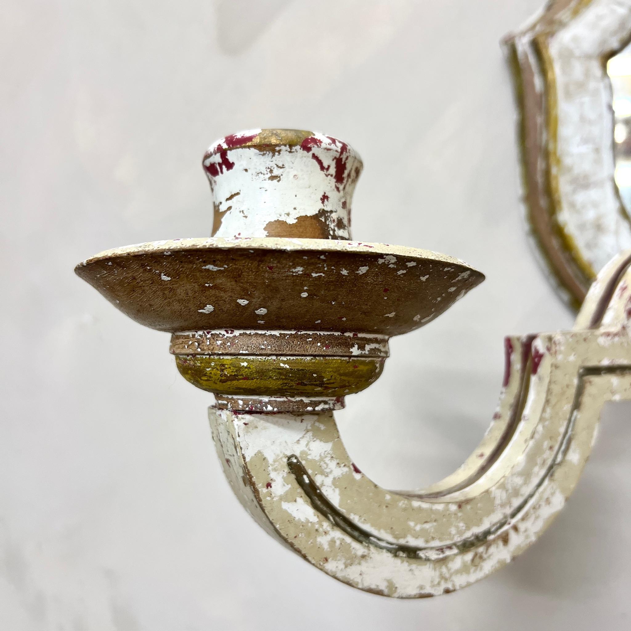 Applique italienne peinte miroir girandole en vente 5