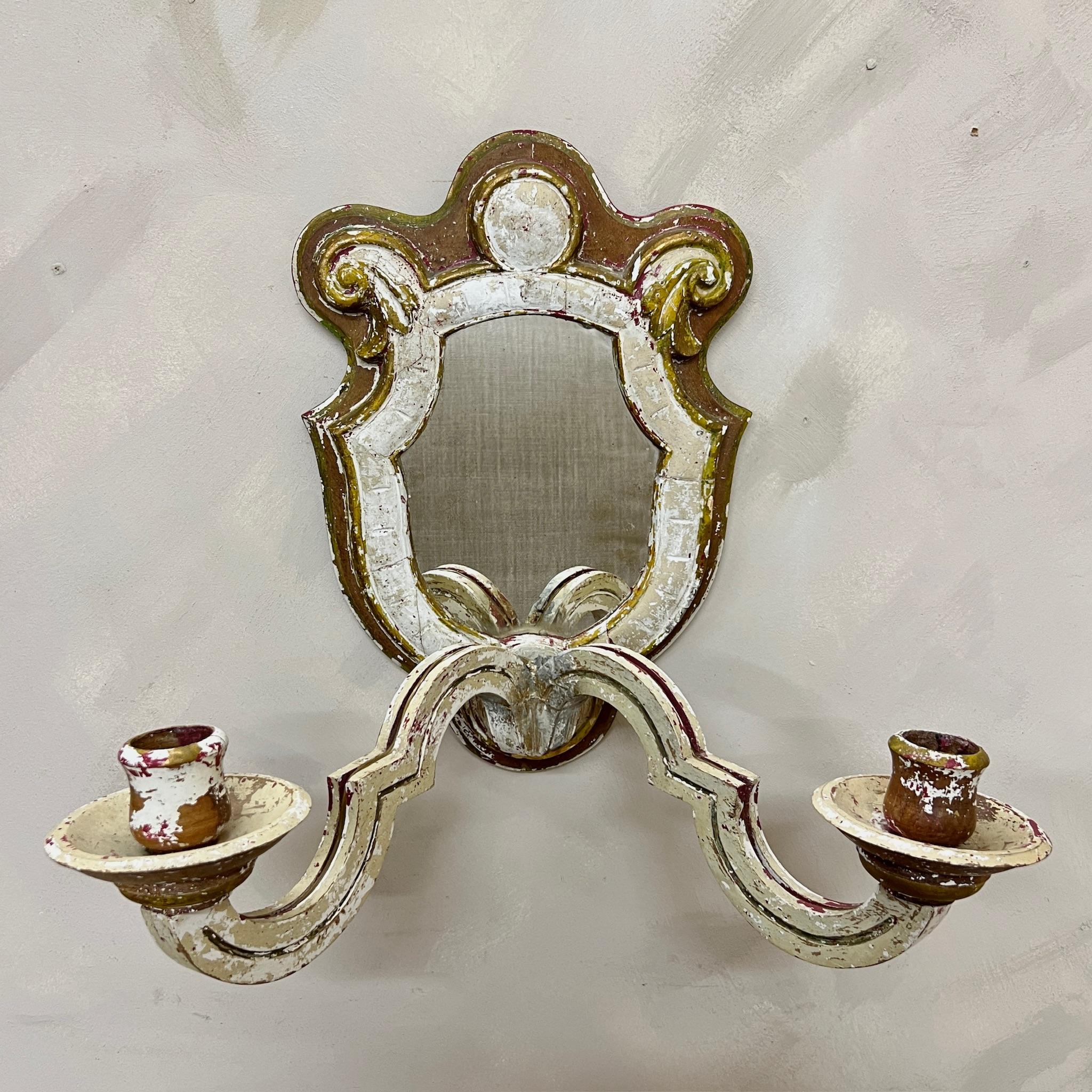 Applique italienne peinte miroir girandole en vente 11