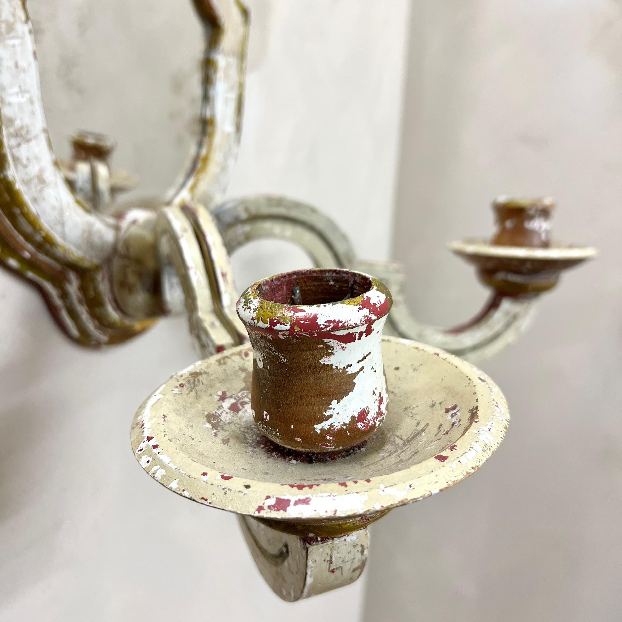 Applique italienne peinte miroir girandole Bon état - En vente à Southampton, GB