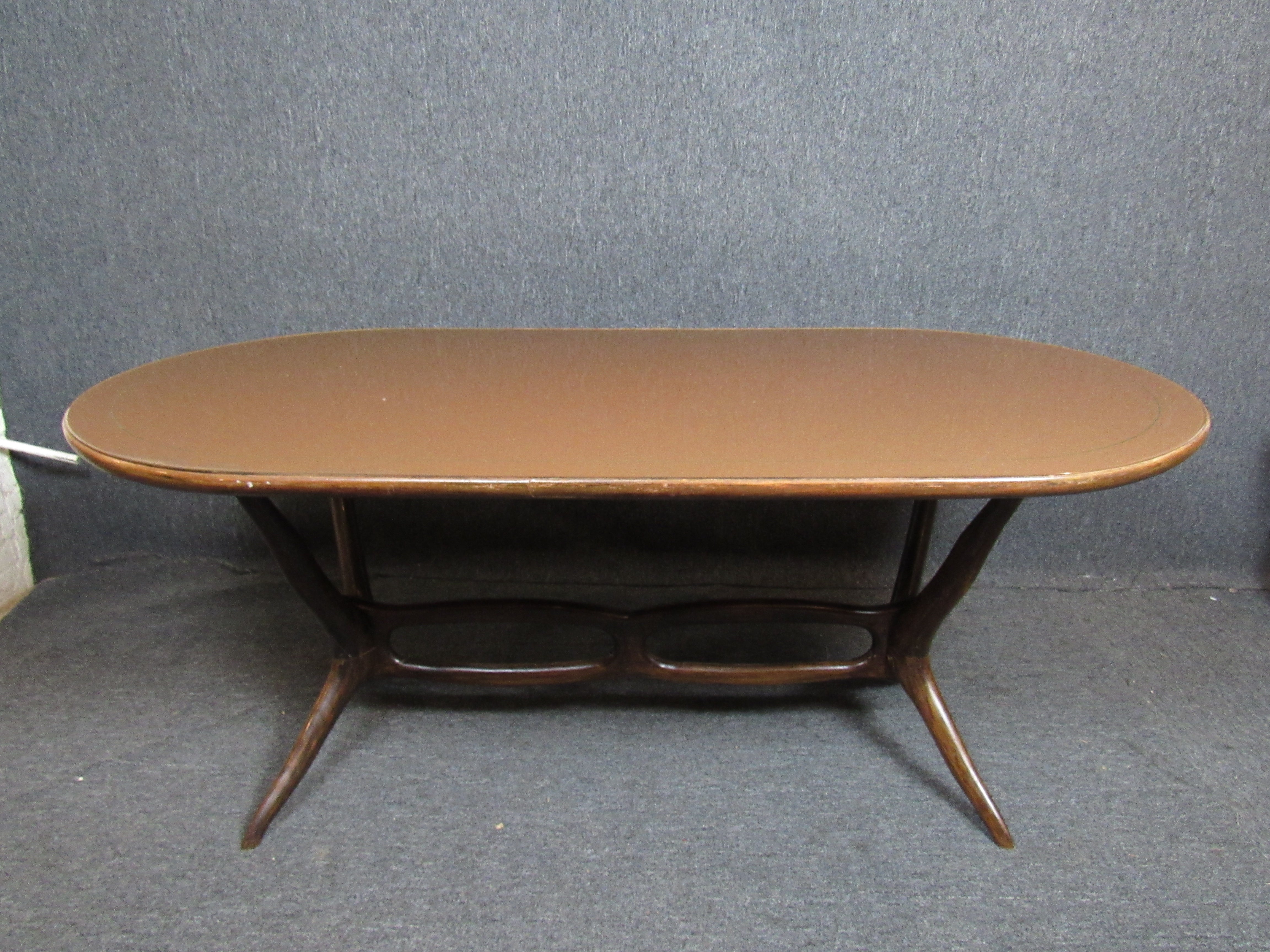 Italian Painted Glass Top Dining Table