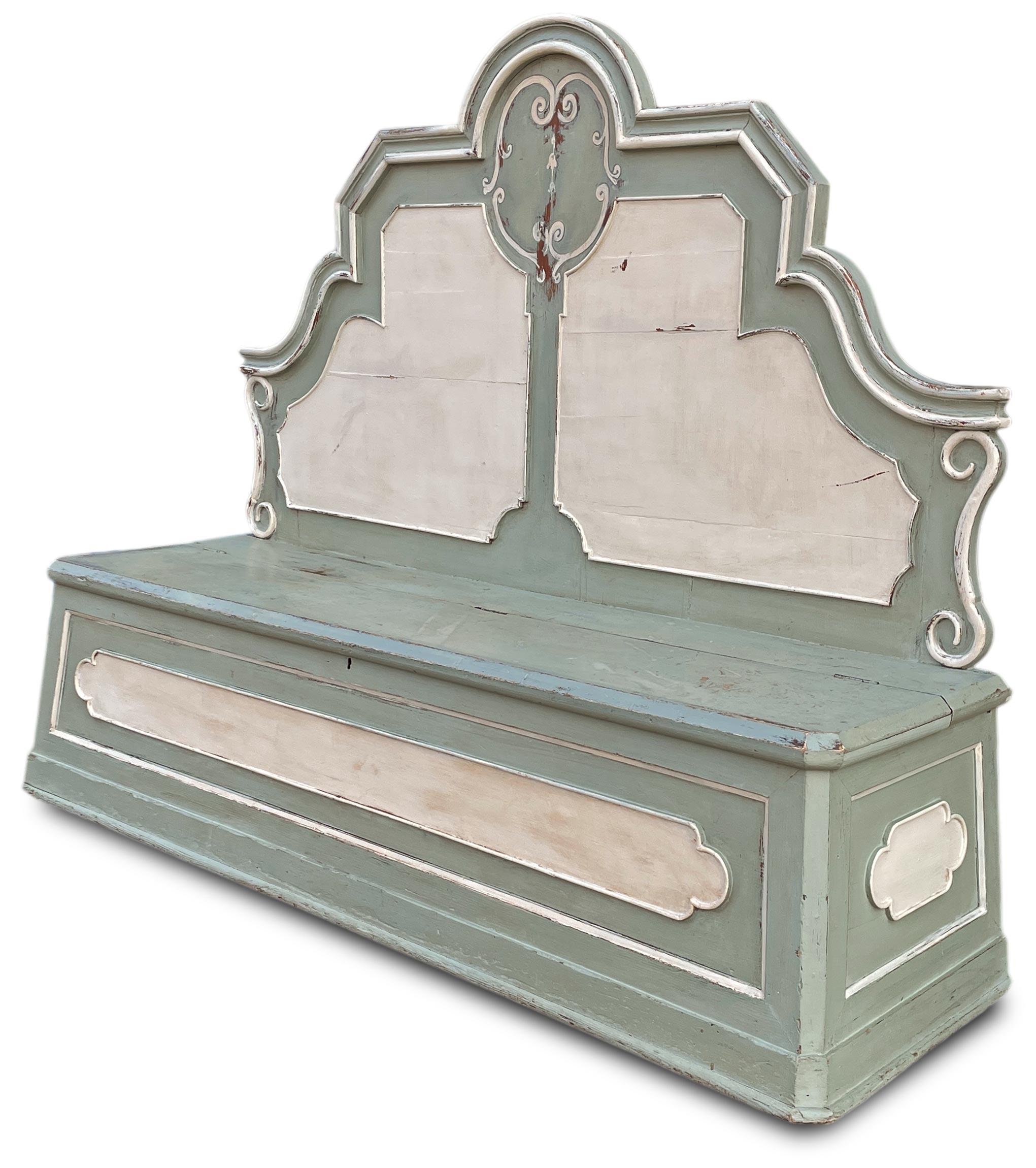 Mid-19th Century Banc d'entrée italien peint - 19ème siècle en vente