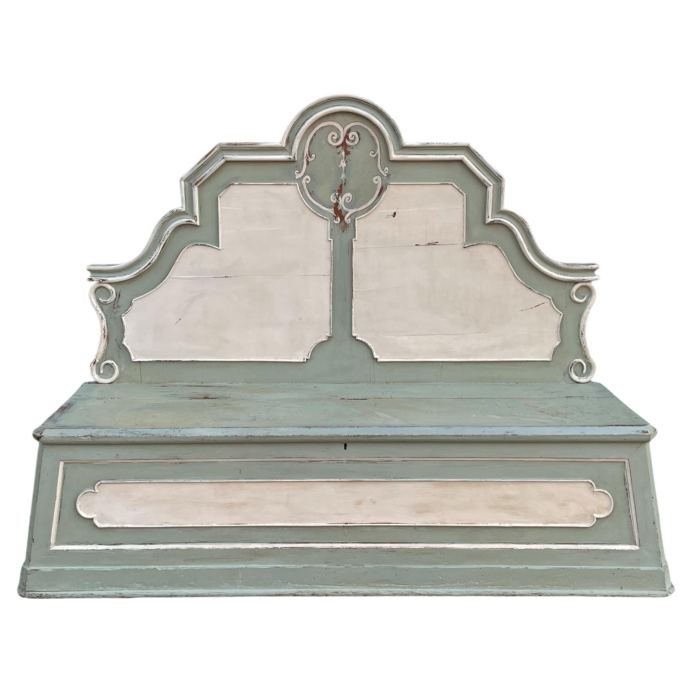Italian Painted Hall Bench - 19th Century