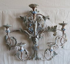 Italian Painted Iron and Wood Acanthus Leaf Wall Decor