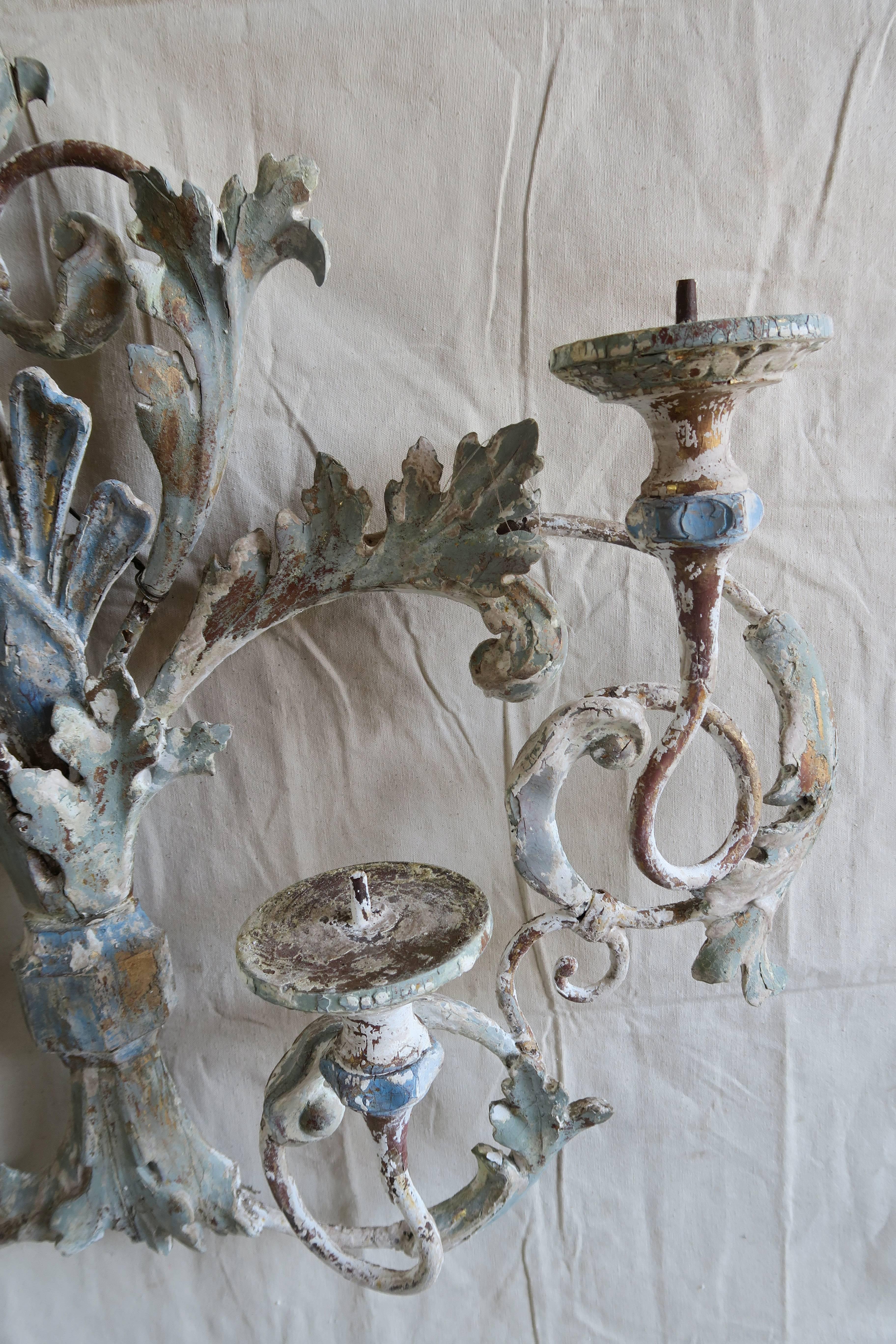 Mid-20th Century Italian Painted Iron and Wood Acanthus Leaf Wall Decor
