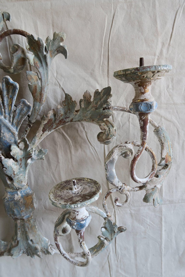 Italian Painted Iron and Wood Acanthus Leaf Wall Decor For ...