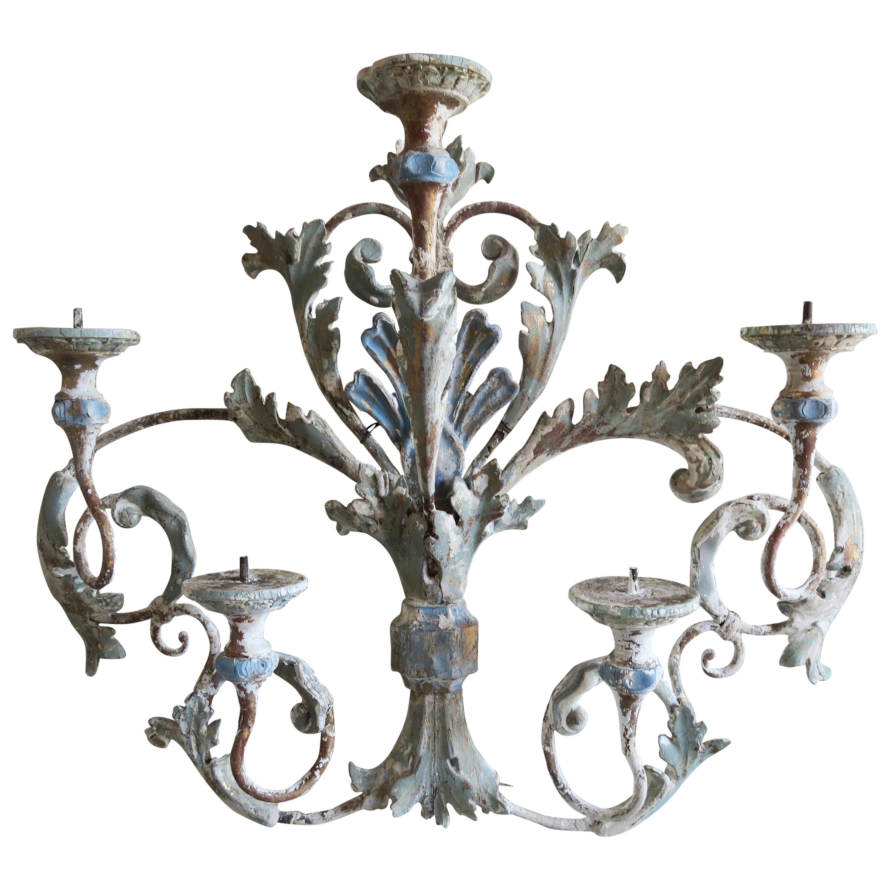 Italian Painted Iron and Wood Acanthus Leaf Wall Decor