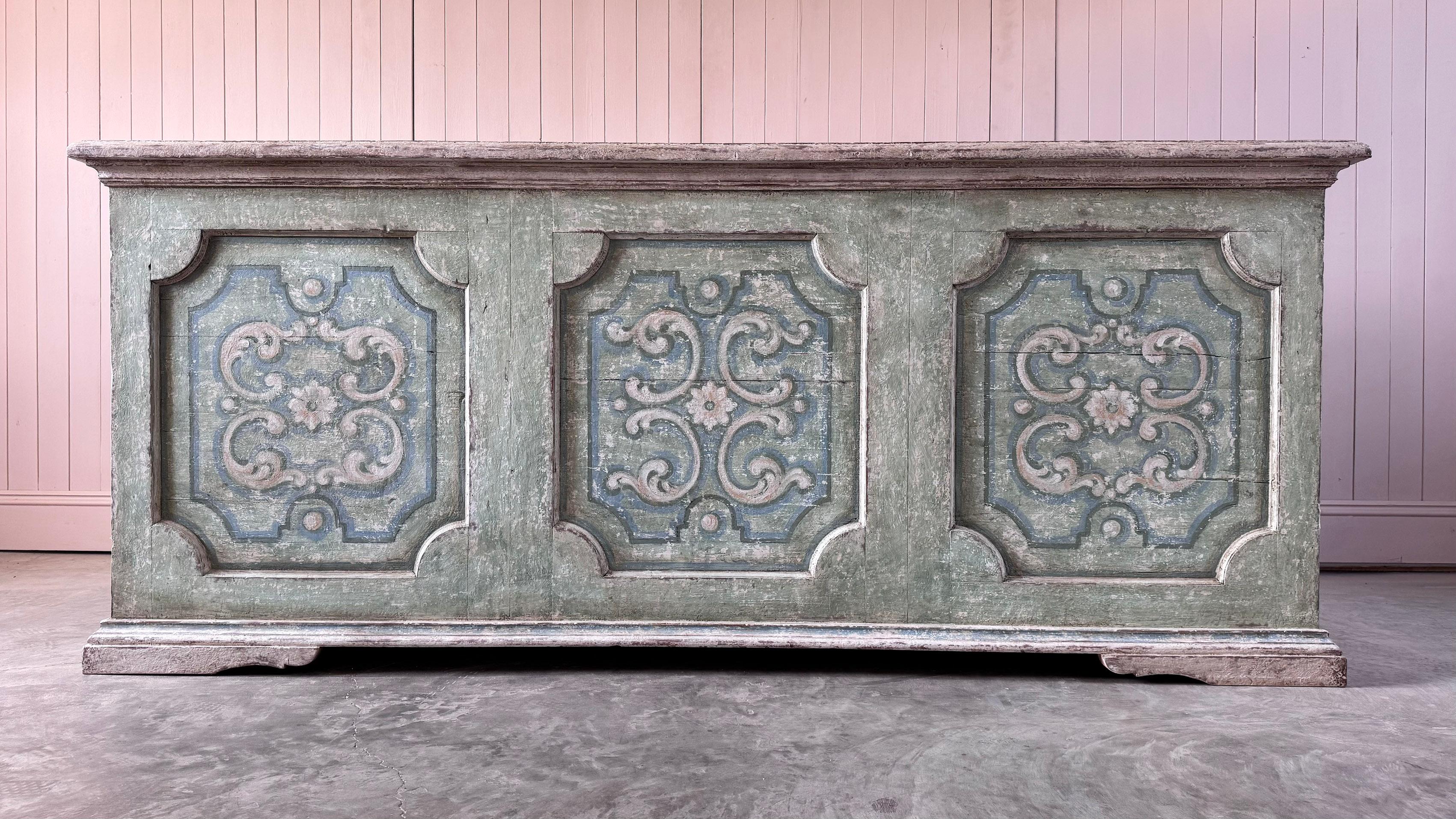 Pine Italian Painted Kitchen Island For Sale