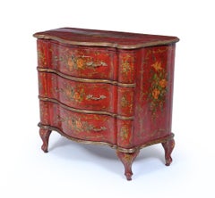 Italian Painted Lacca Povera Block-Front Commode, 19th Century