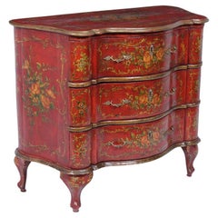 Italian Painted Lacca Povera Block-Front Commode, 19th Century Italian Painted Lacca Povera Block-Front Commode, 19th Century