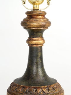 Italian Painted Lamp in Dark Green with Gilt Accents