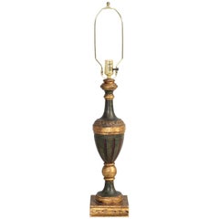 Italian Painted Lamp in Dark Green with Gilt Accents