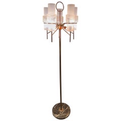 Italian Painted Metal Floor Lamp with Murano Glass Cylinders and Resin Detail