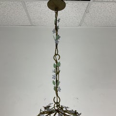Italian Painted Metal Floral Cage Lantern