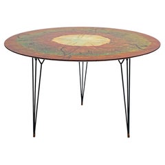 Italian Painted Mid-Century Dining Table in Orange-Green-Black by Cumino 1953 Italian Painted Mid-Century Dining Table in Orange-Green-Black by Cumino 1953