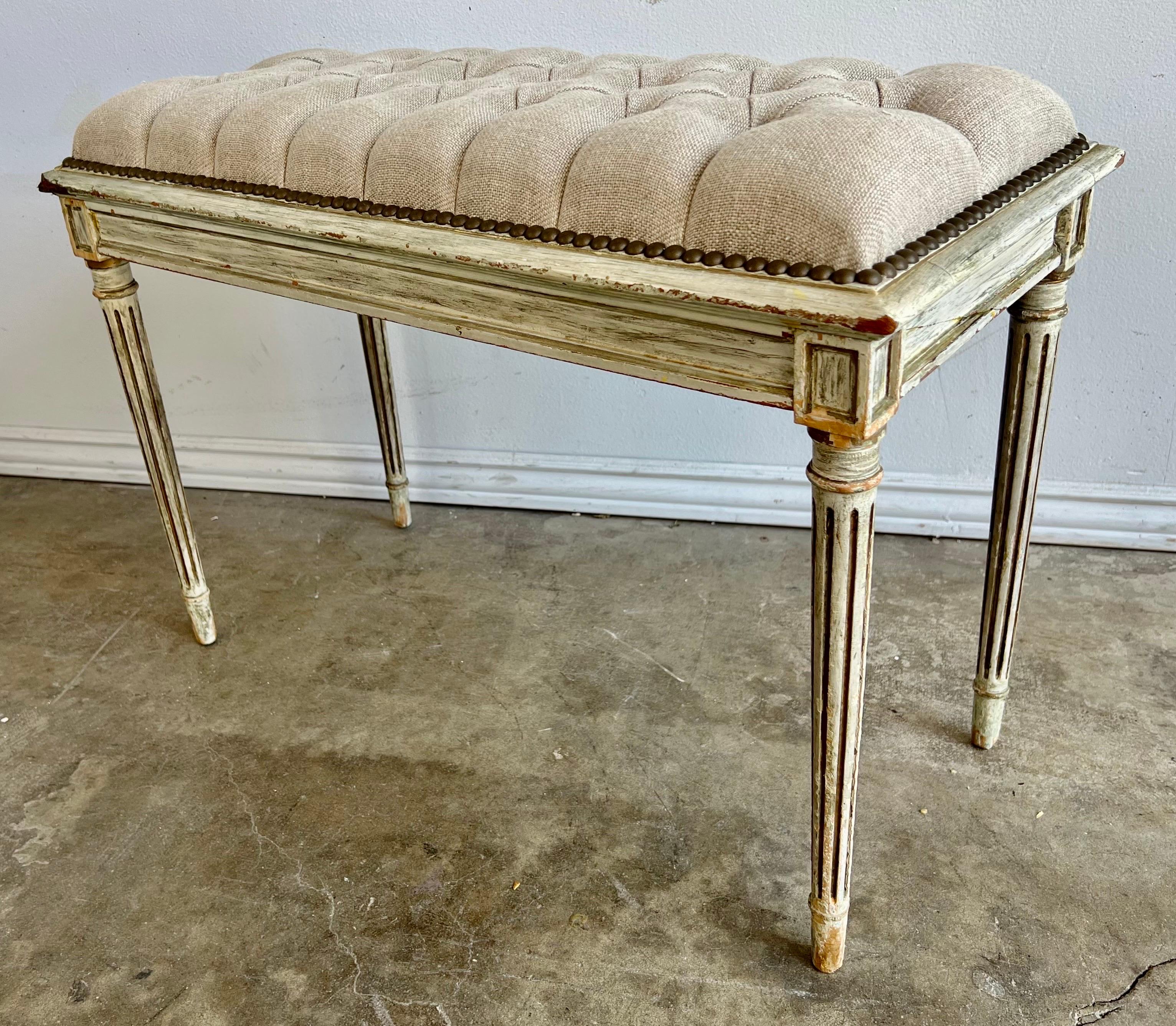 Italian Painted Neoclassical Style Linen Bench 7