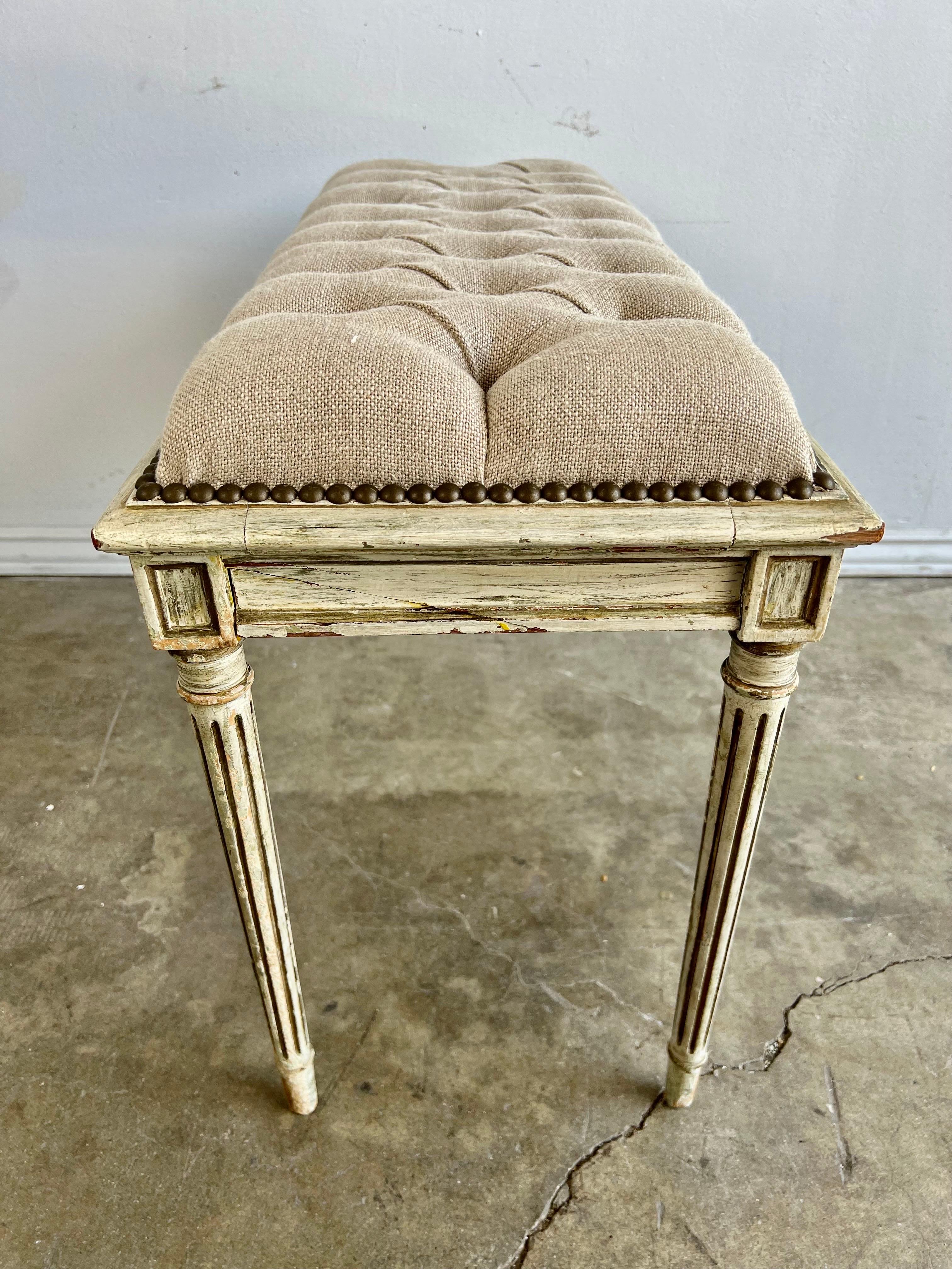 Italian Painted Neoclassical Style Linen Bench 8