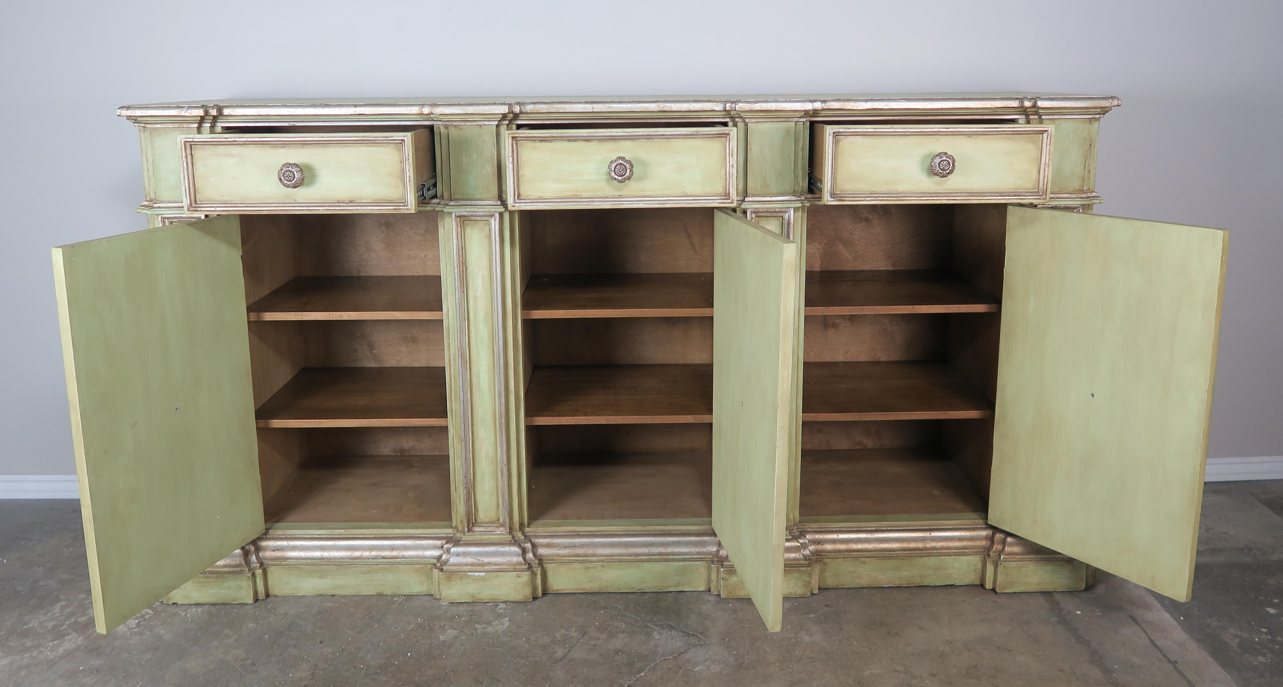 Hand-Painted Italian Painted Neoclassical Style Painted and Credenza