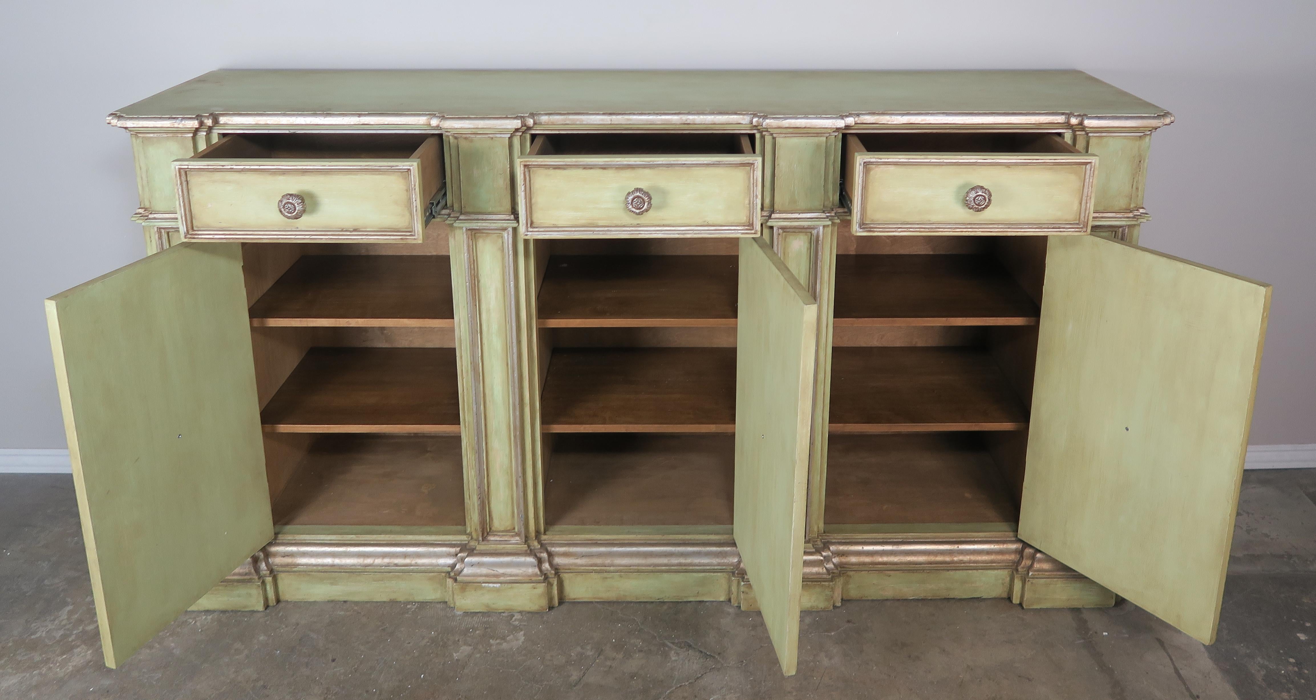 Italian Painted Neoclassical Style Painted and Credenza In Excellent Condition In Los Angeles, CA